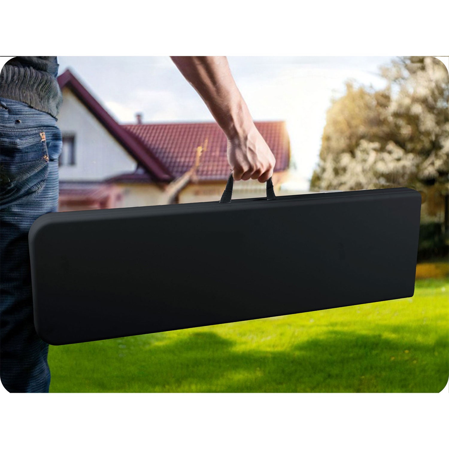 180 cm apvalinamoji sodo stogo juoda spalva