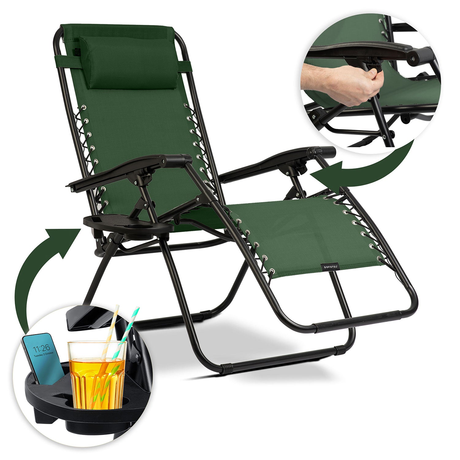 Sofotel ChillWell 2 gultai su pagalve, 2 žaliųjų dalių komplektas