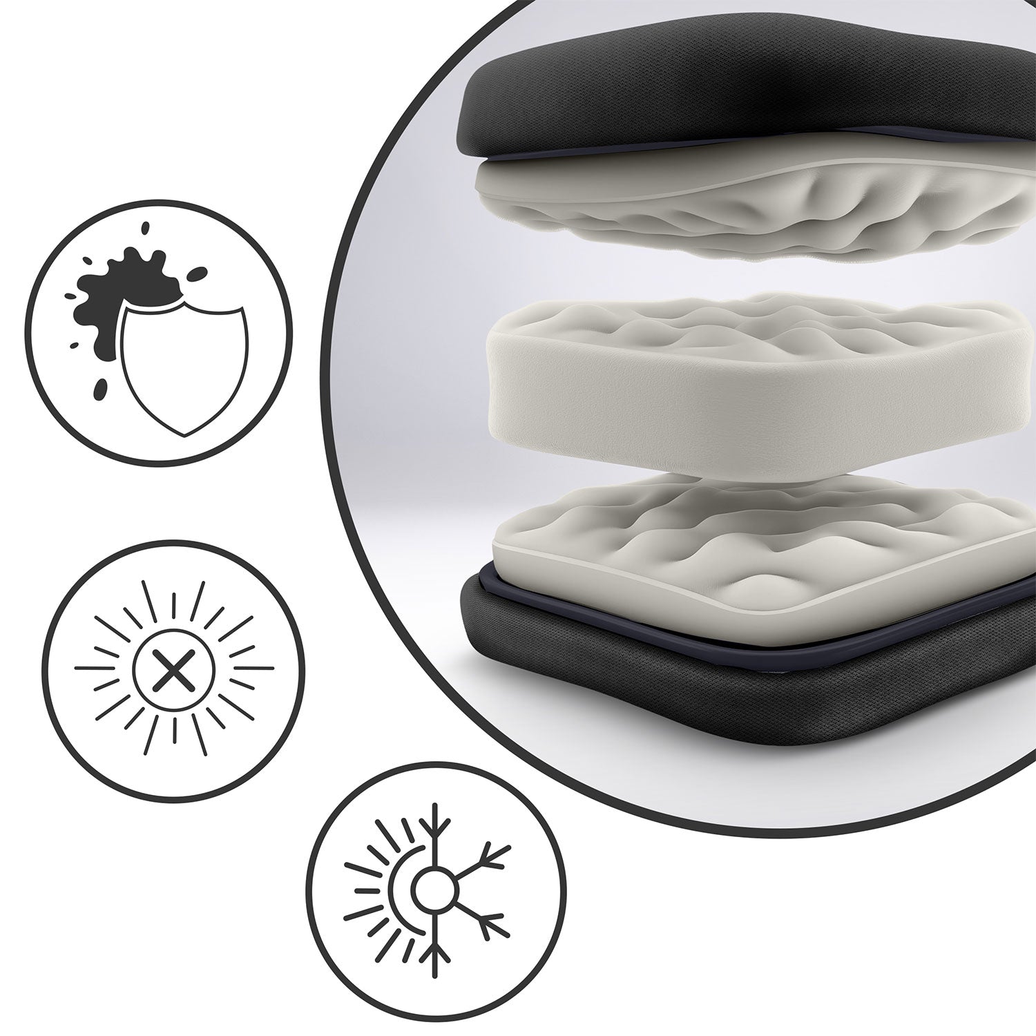 Sofotel ChillWell dvigubos sėdynės su pagalve komplektas 2 dalys juodas