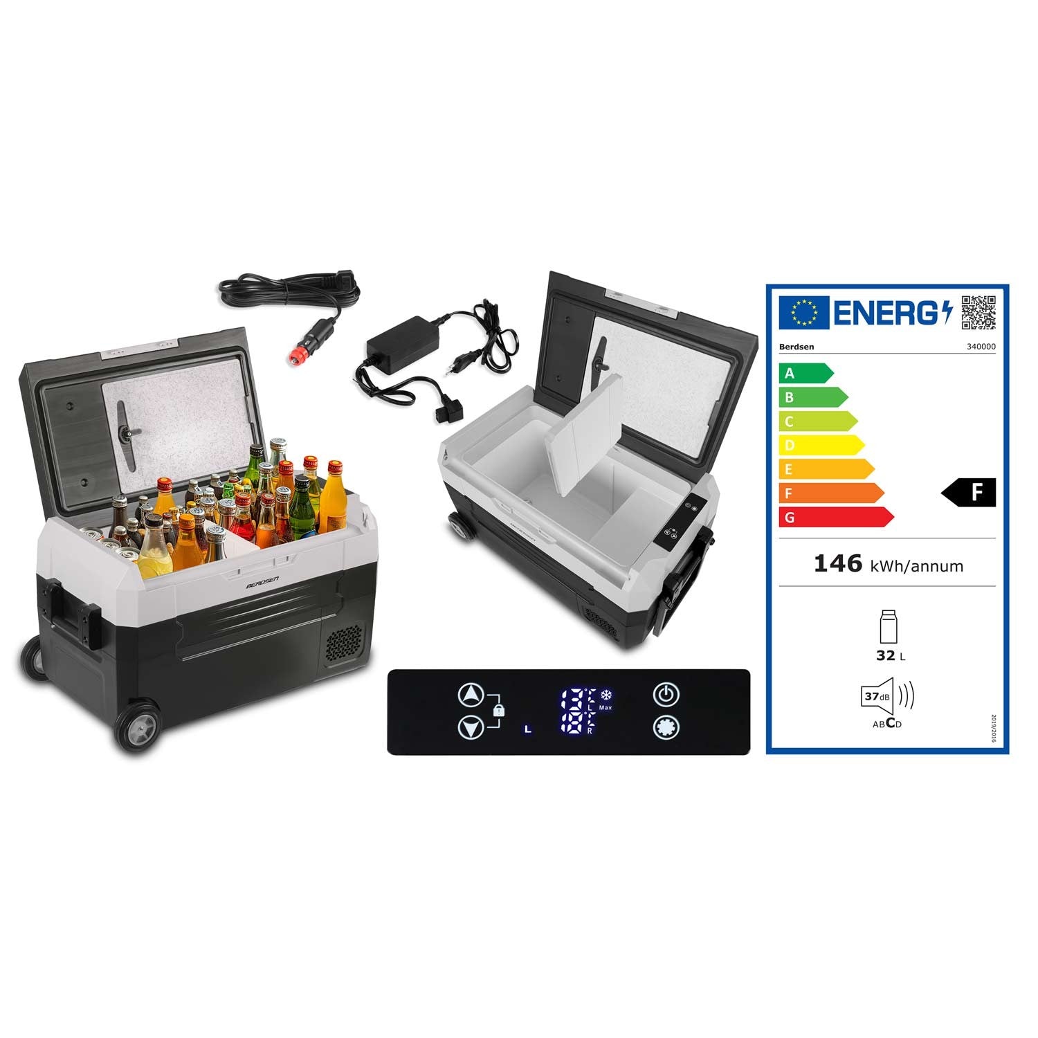 Turistinis Icemax 400 Berdsen 32 litrų kompresoriaus šaldytuvas - juodas