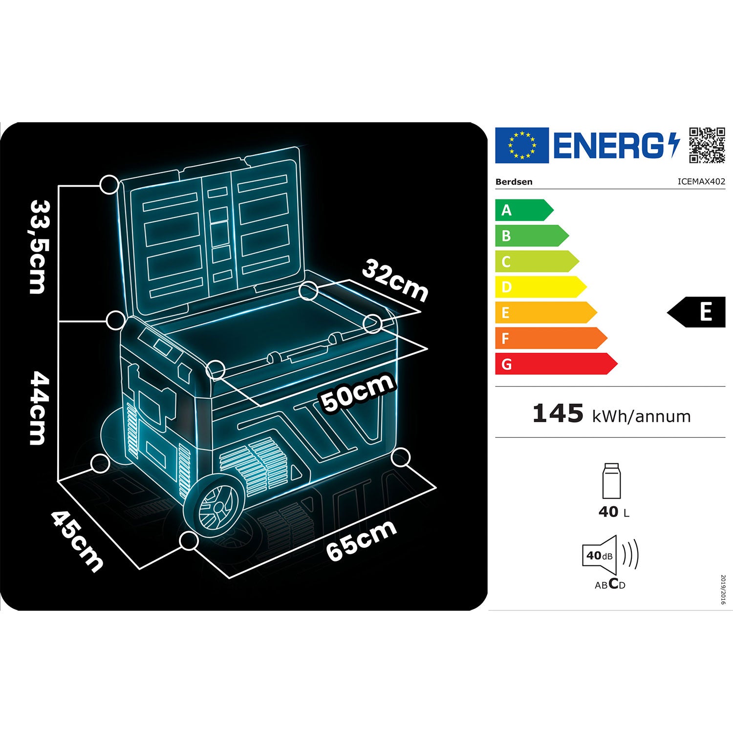 Turistinis kompresoriaus šaldytuvas Icemax 402 Berdsen 40 litrų - juodas