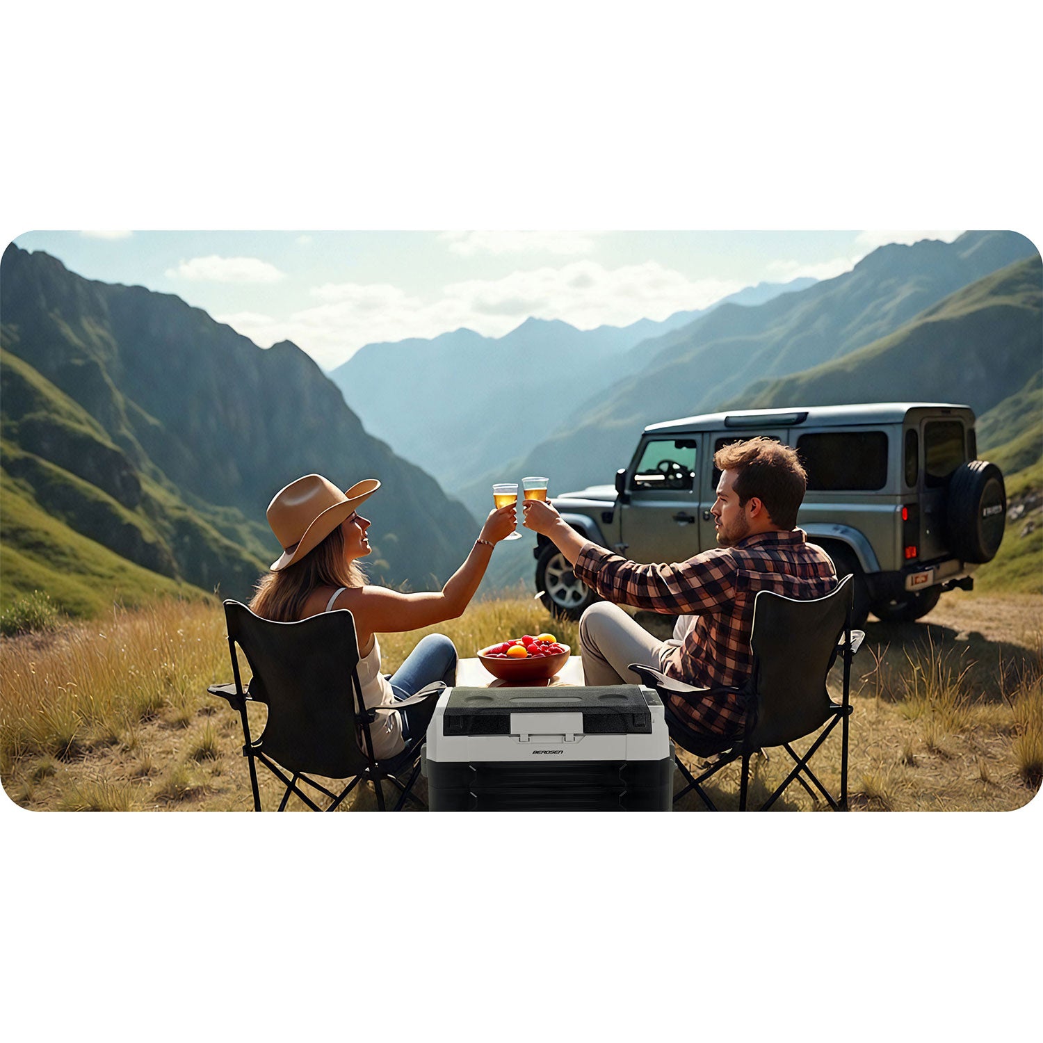 Turistinis kompresoriaus šaldytuvas Icemax 400 Berdsen 40 litrų - juodai pilkas