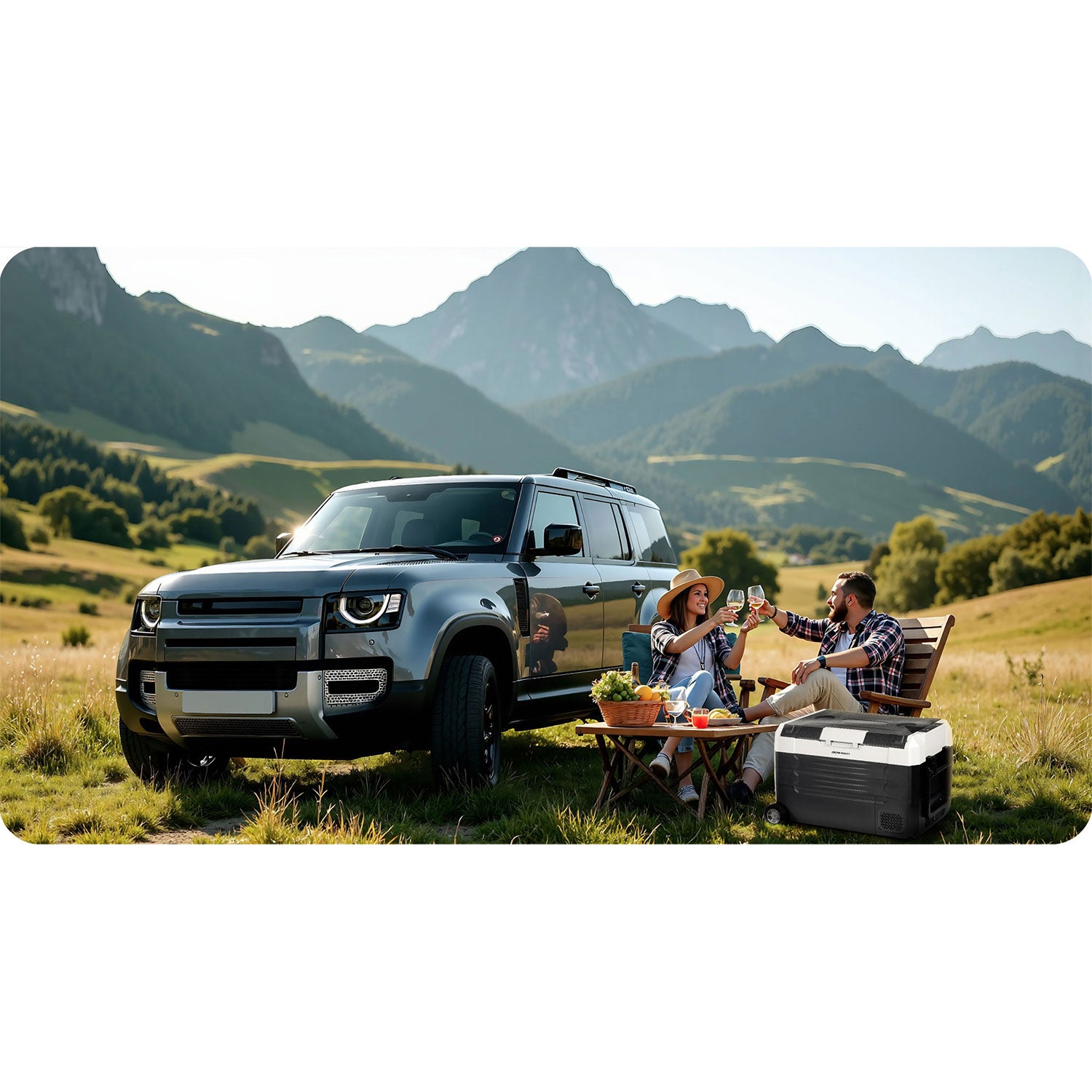 Turistinis kompresoriaus šaldytuvas Icemax 400 Berdsen 40 litrų - juodai pilkas