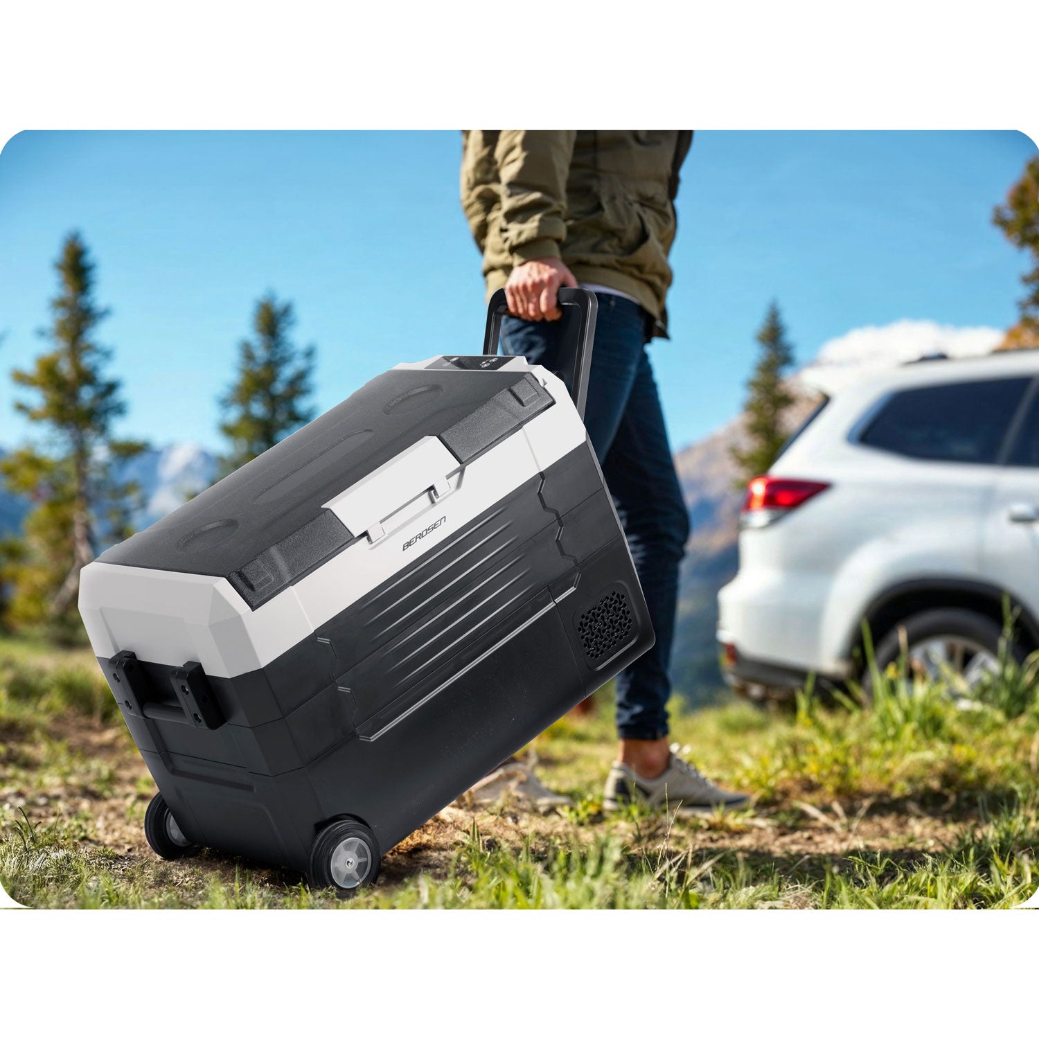 Turistinis kompresoriaus šaldytuvas Icemax 400 Berdsen 40 litrų - juodai pilkas