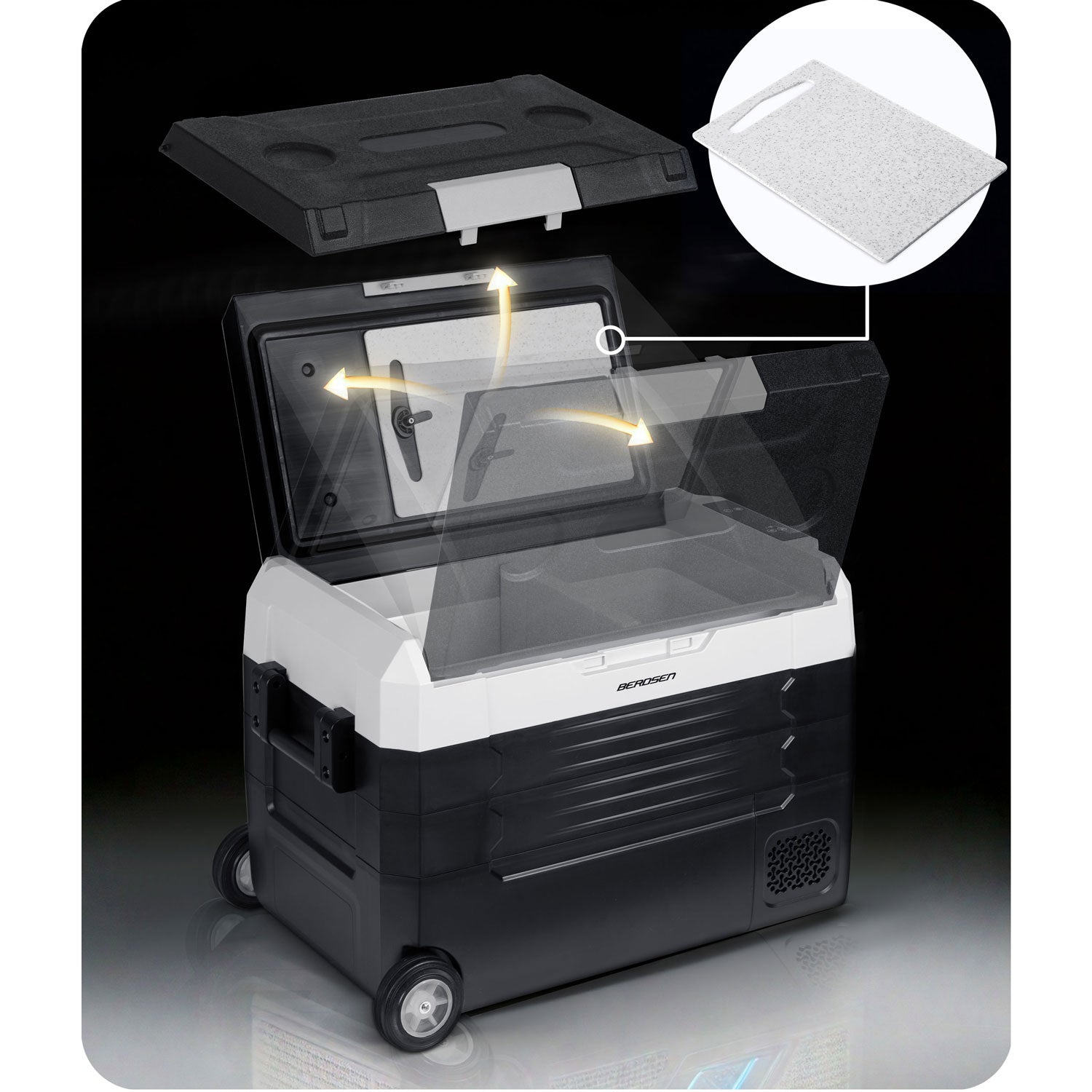 Turistinis kompresoriaus šaldytuvas Icemax 400 Berdsen 40 litrų - juodai pilkas
