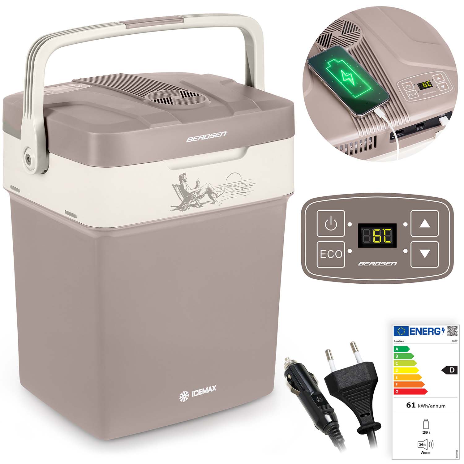 Berdsen Icemax 29 litrų šaldytuvas, ECO režimas - tamsumas