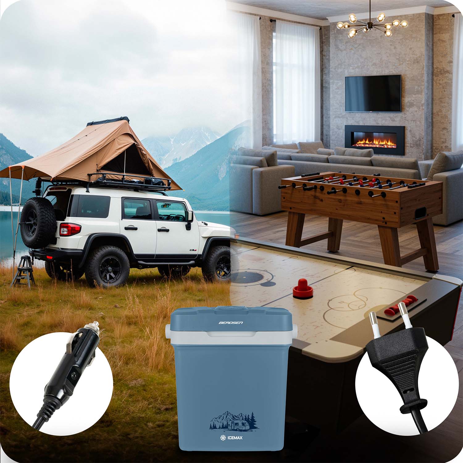 Berdsen Icemax 26 litrų turistų šaldytuvas ECO režimas - mėlynas