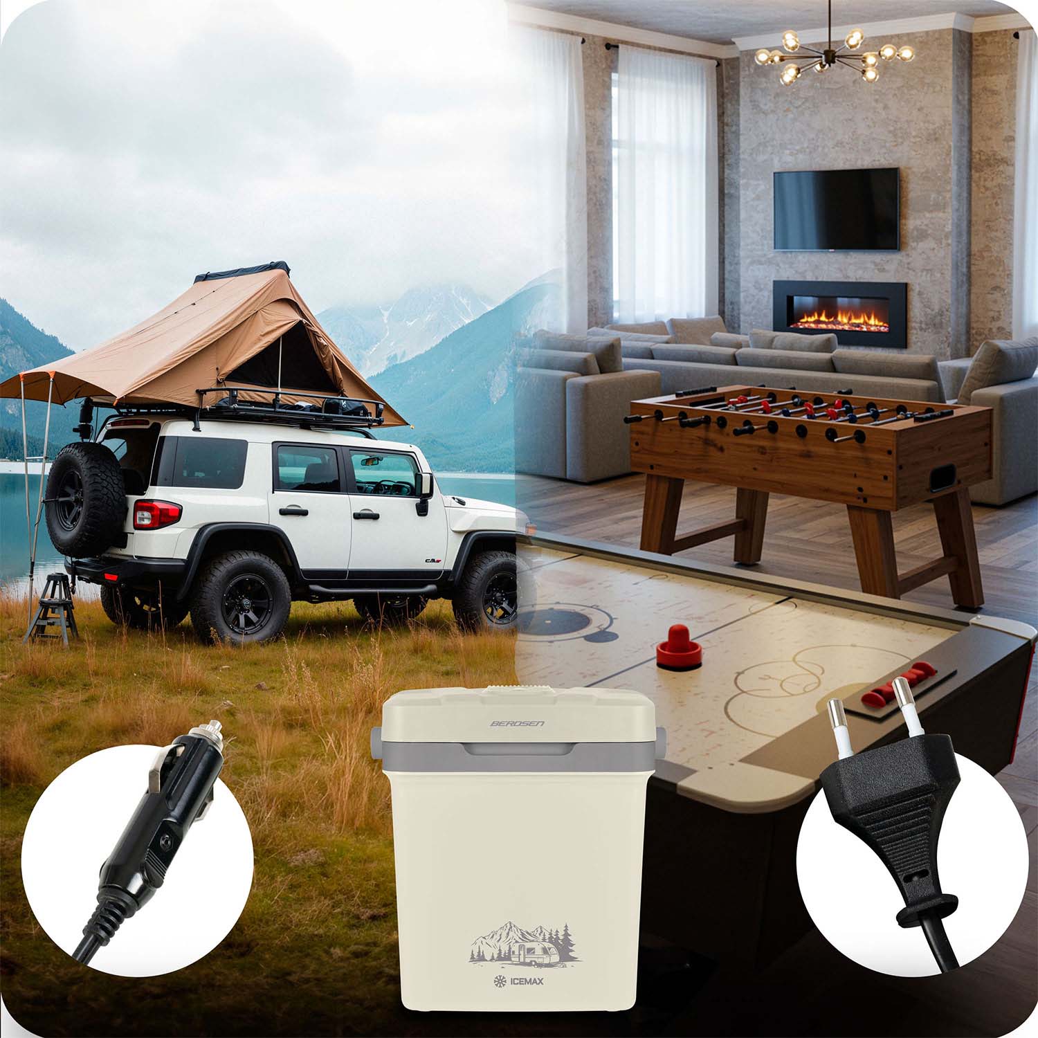 Berdsen Icemax 26 litrų šaldytuvas ECO režimas - kreminis