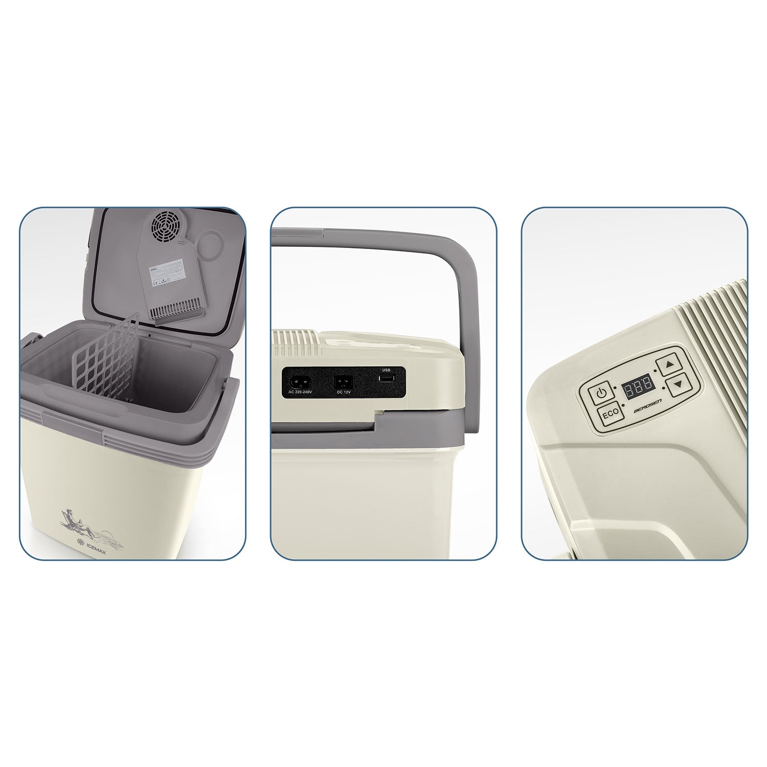 Berdsen Icemax 26 litrų šaldytuvas ECO režimas - kreminis