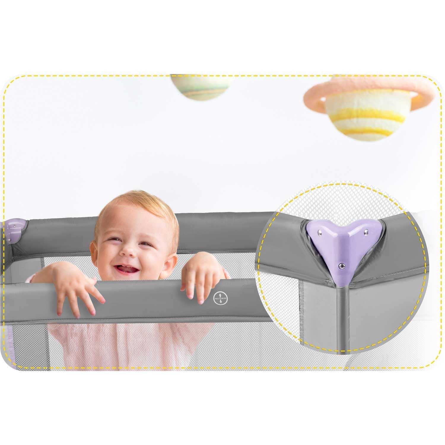 Turistų lovelė 125 x 65 x 78 cm RK-240 pilka-lavandinė