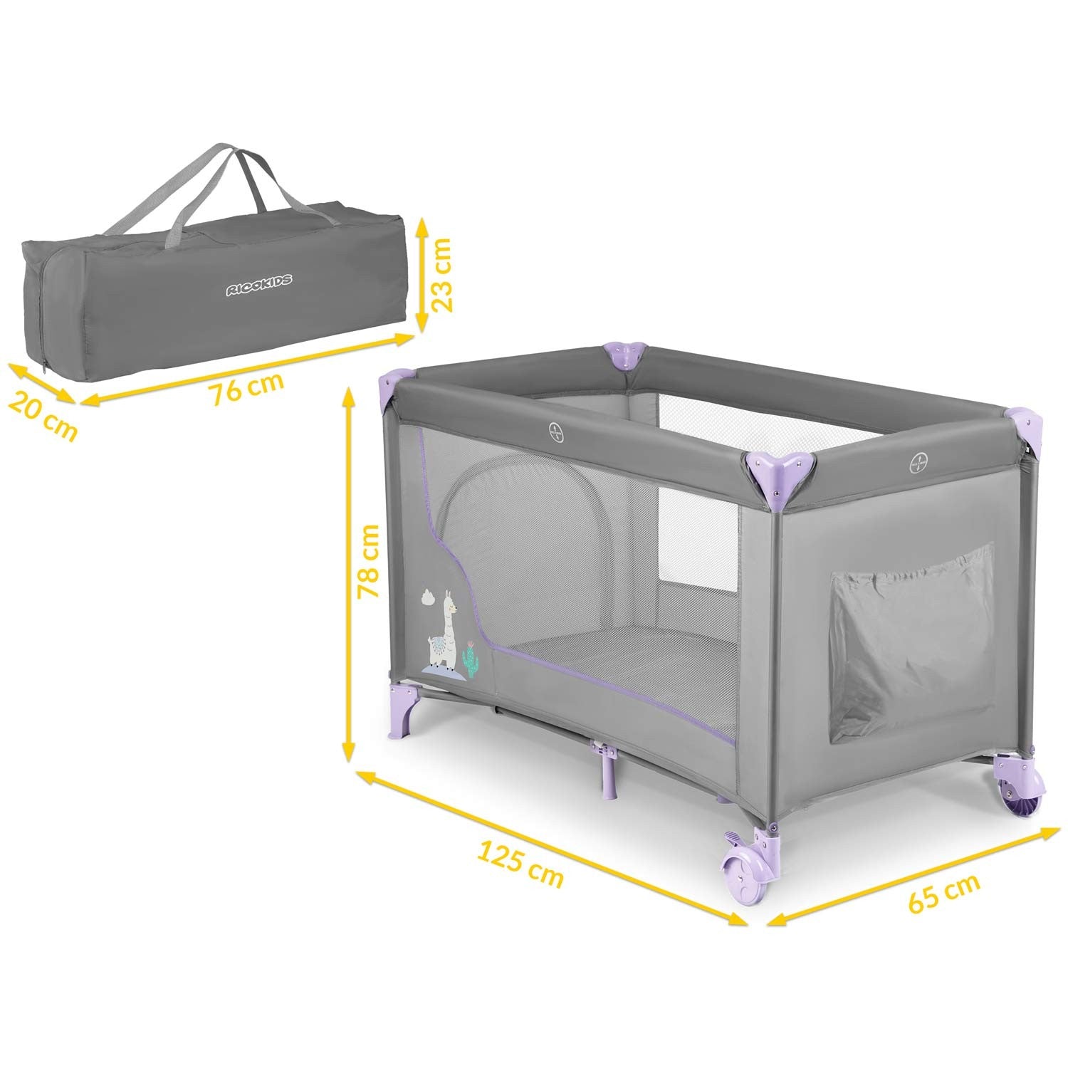 Turistų lovelė 125 x 65 x 78 cm RK-240 pilka-lavandinė