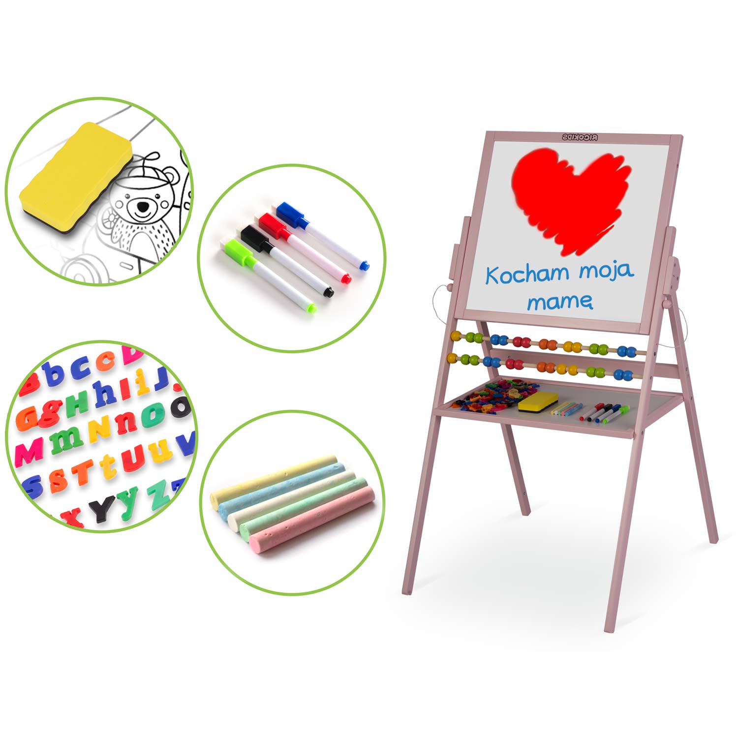 Magnetinė kreidinio ritinio plokštė Ricokids - rožinė