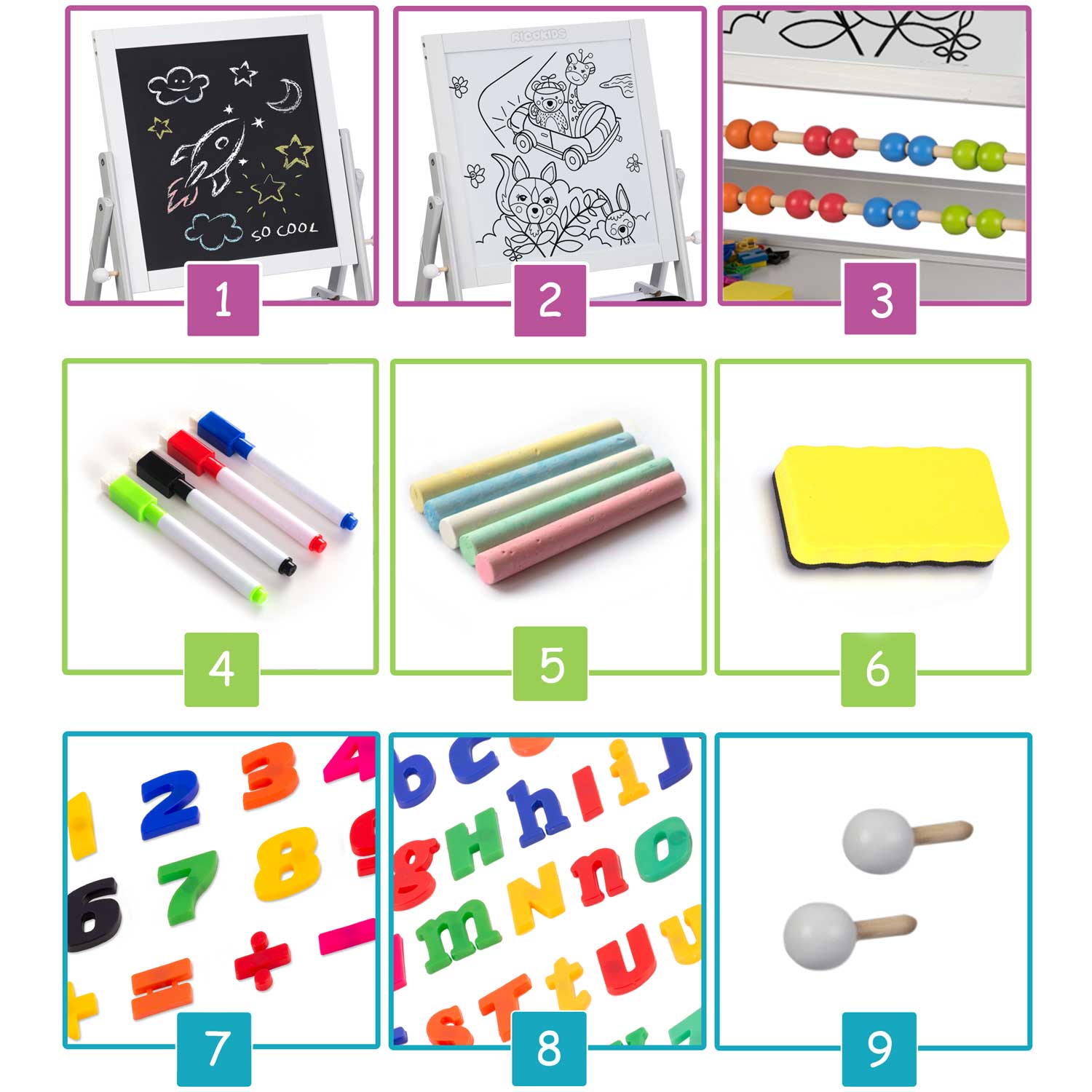 Ricokids magnetinė kreidinė sukimo plokštė - pilka