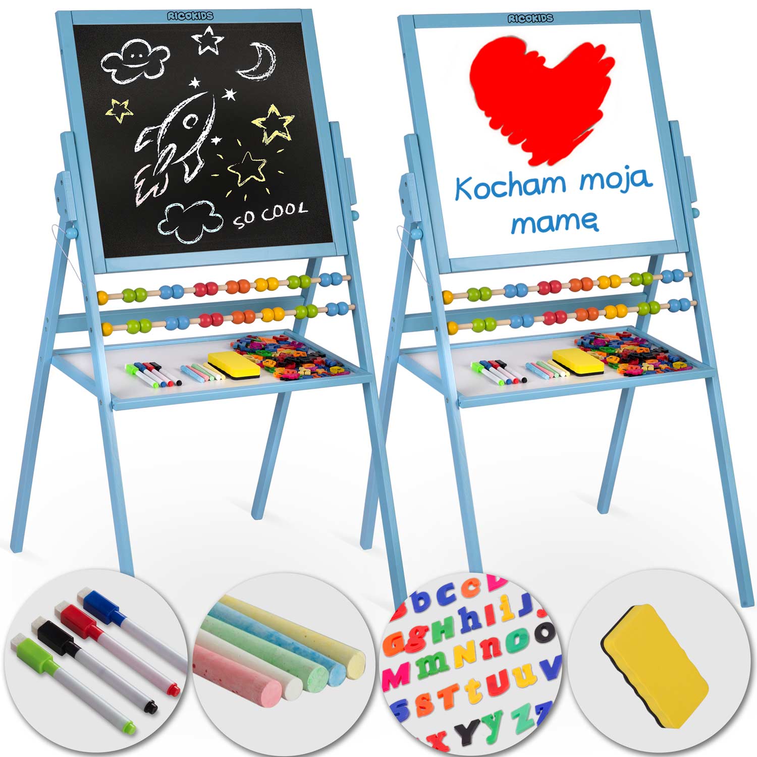 Ricokids magnetinė kreidinio sukimo plokštė - mėlyna