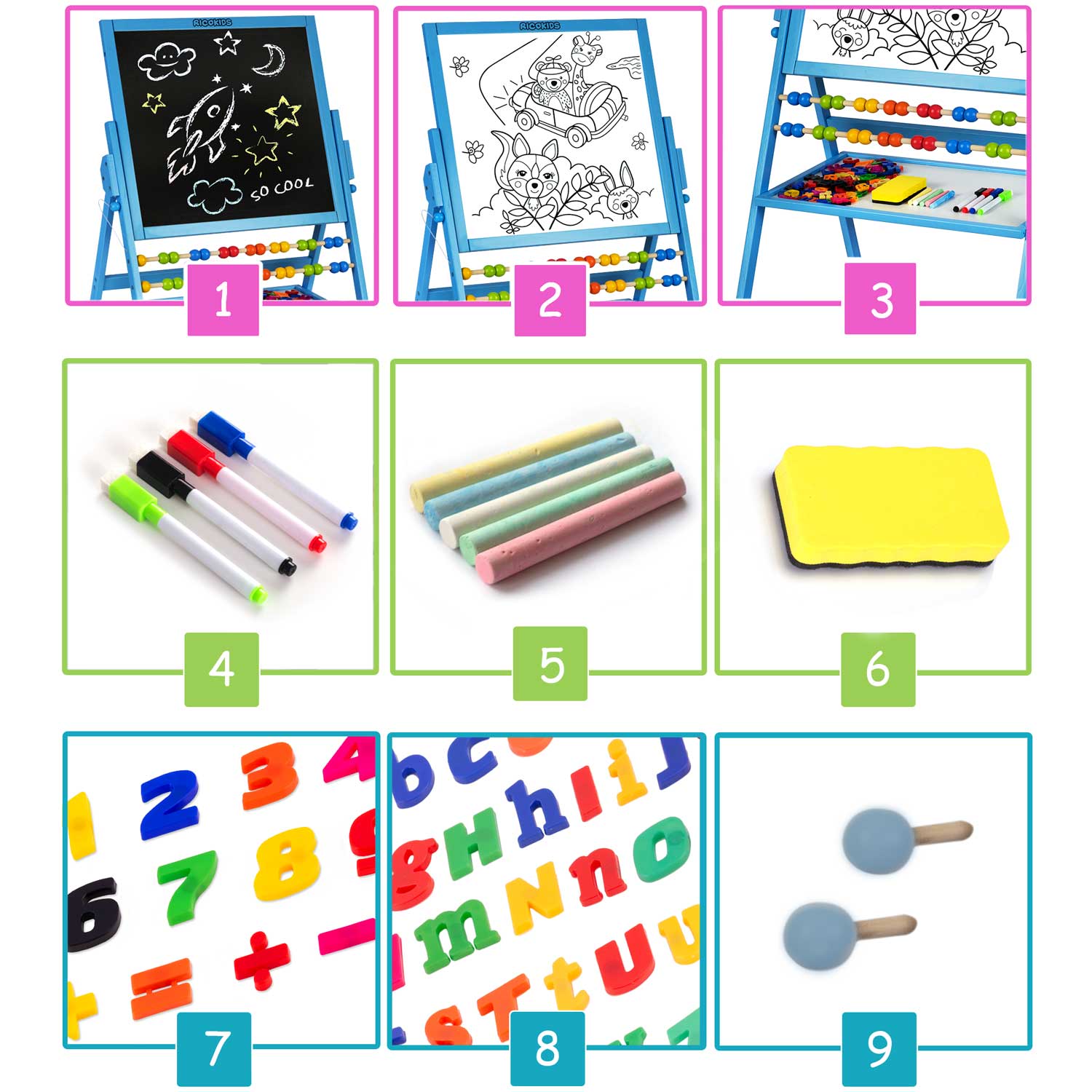 Ricokids magnetinė kreidinio sukimo plokštė - mėlyna