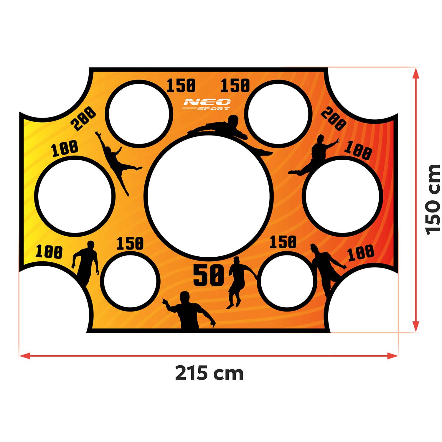 Neo-Sport 215 x 150 cm vartų tinkamumo mata