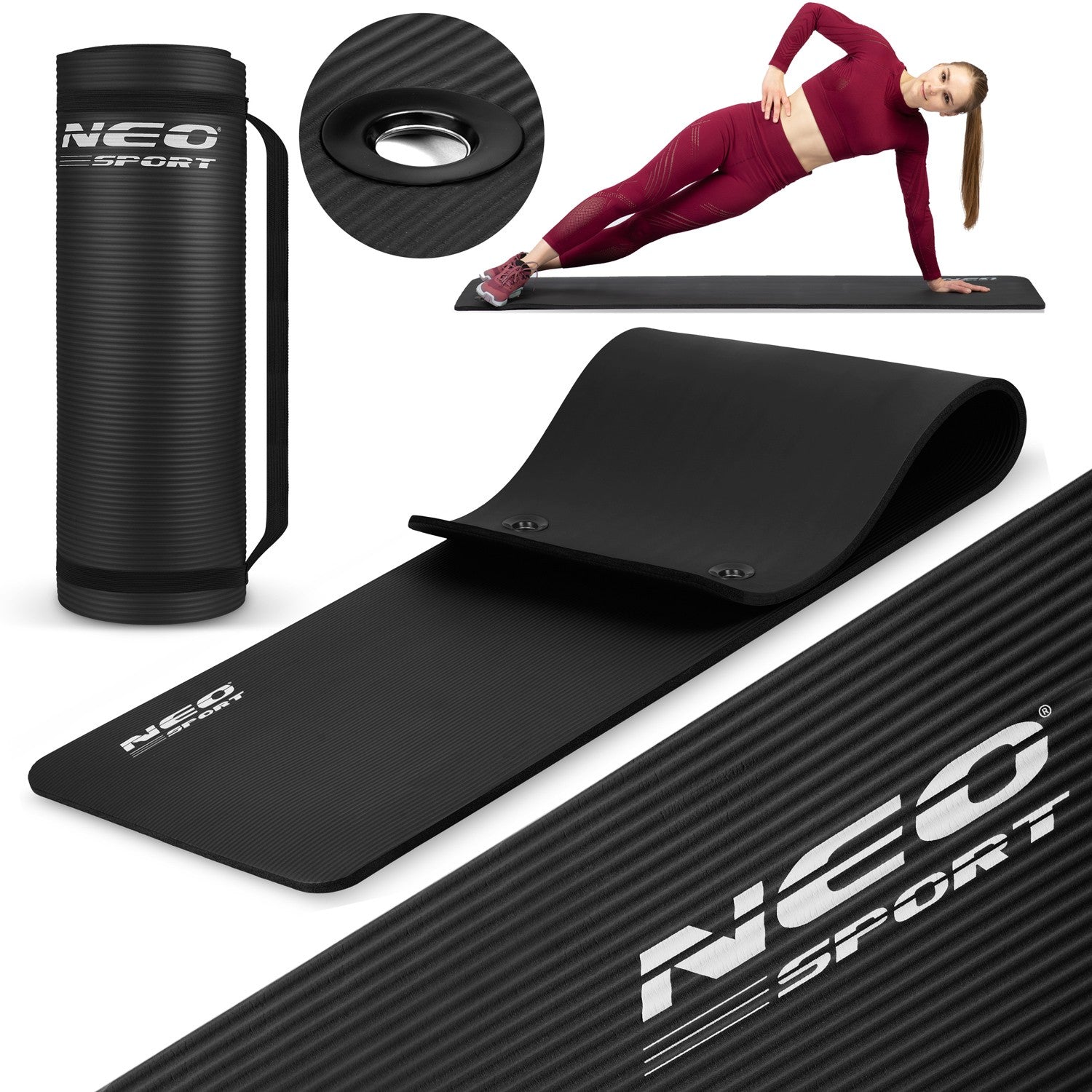 183 x 60 cm storio Neo-Sport - 192000 juodoji treniruočių čiužinė