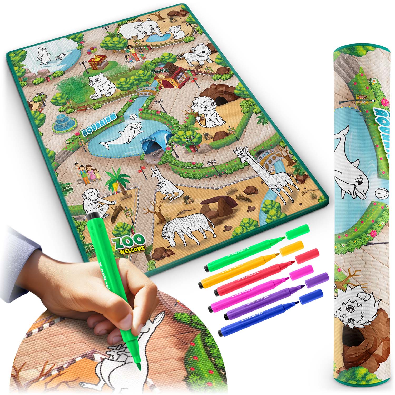 90 x 120 cm dažų mata + alkoholio žymekliai 80 vienetų Ricokids