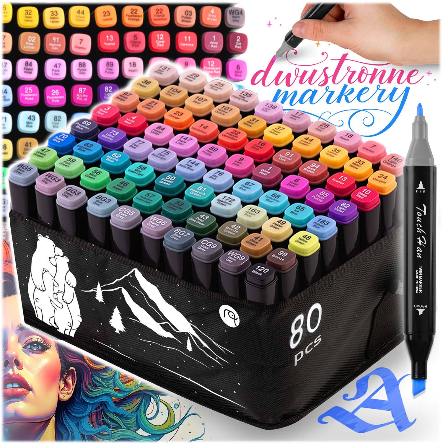 90 x 120 cm dažų mata + alkoholio žymekliai 80 vienetų Ricokids