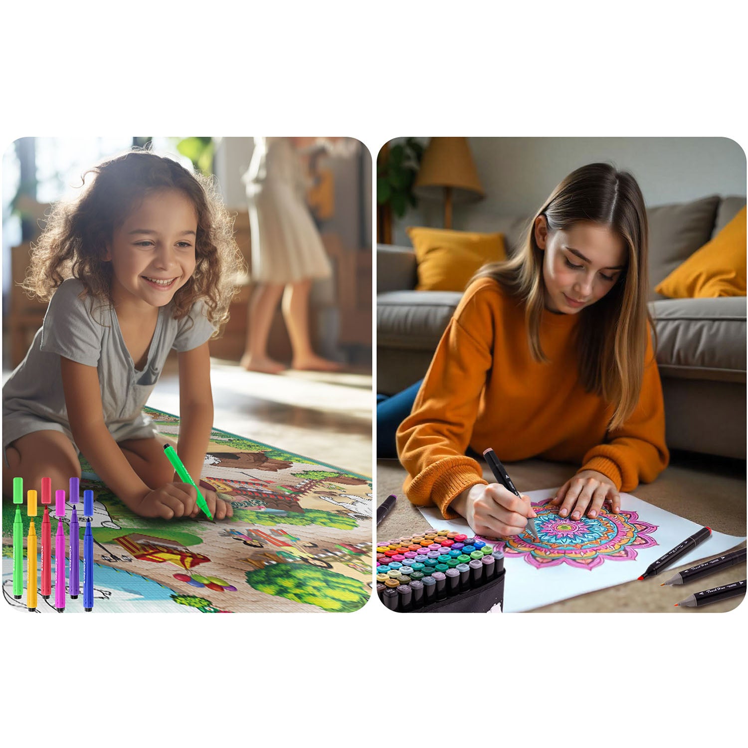 90 x 120 cm dažų mata + alkoholio žymekliai 80 vienetų Ricokids