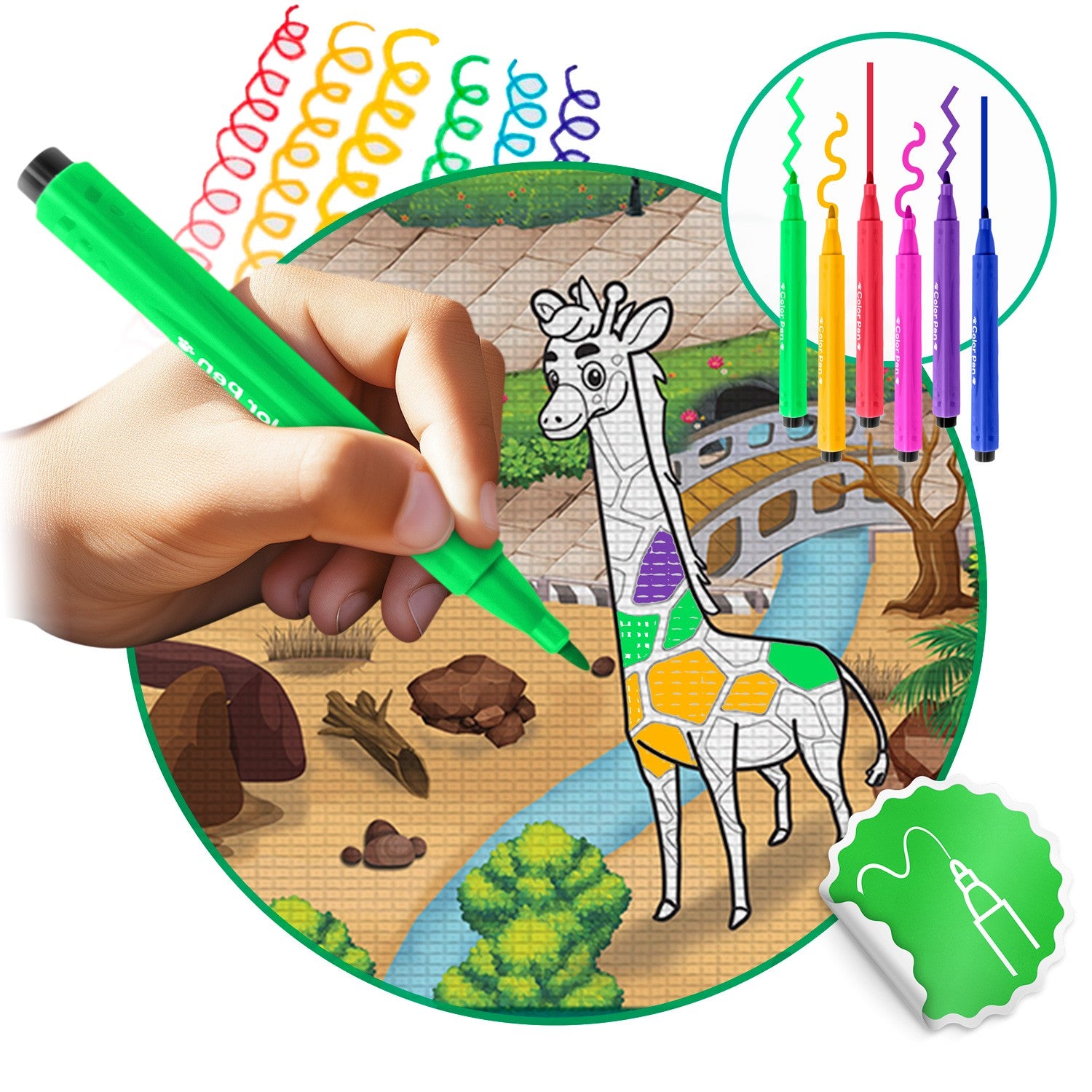 Spalvinimo pelės mata, suvyniota 200 x 120 x 0,3 cm Ricokids RK-343