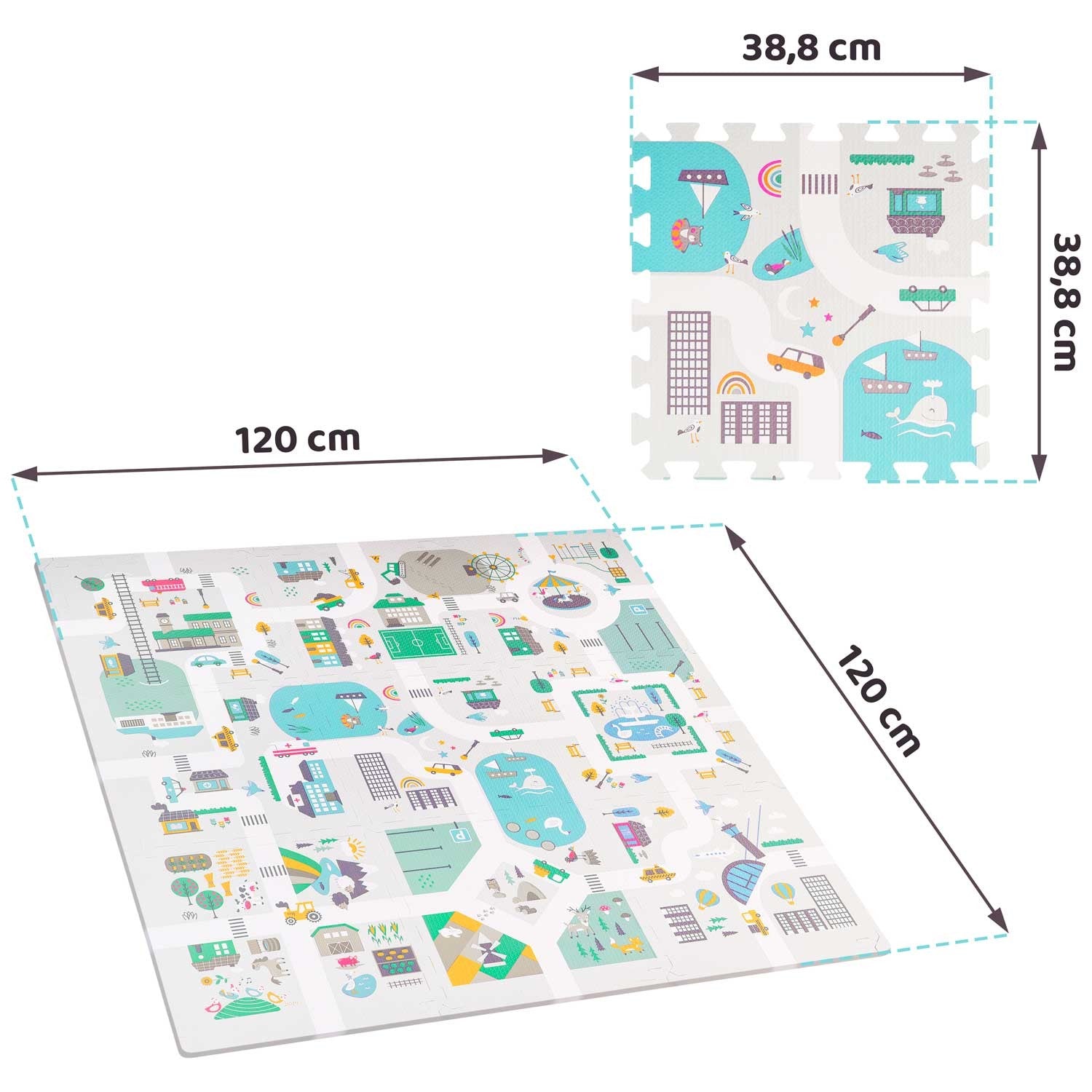 120x120 cm puzlelių pelės matas + Nukido miesto pelės figūros