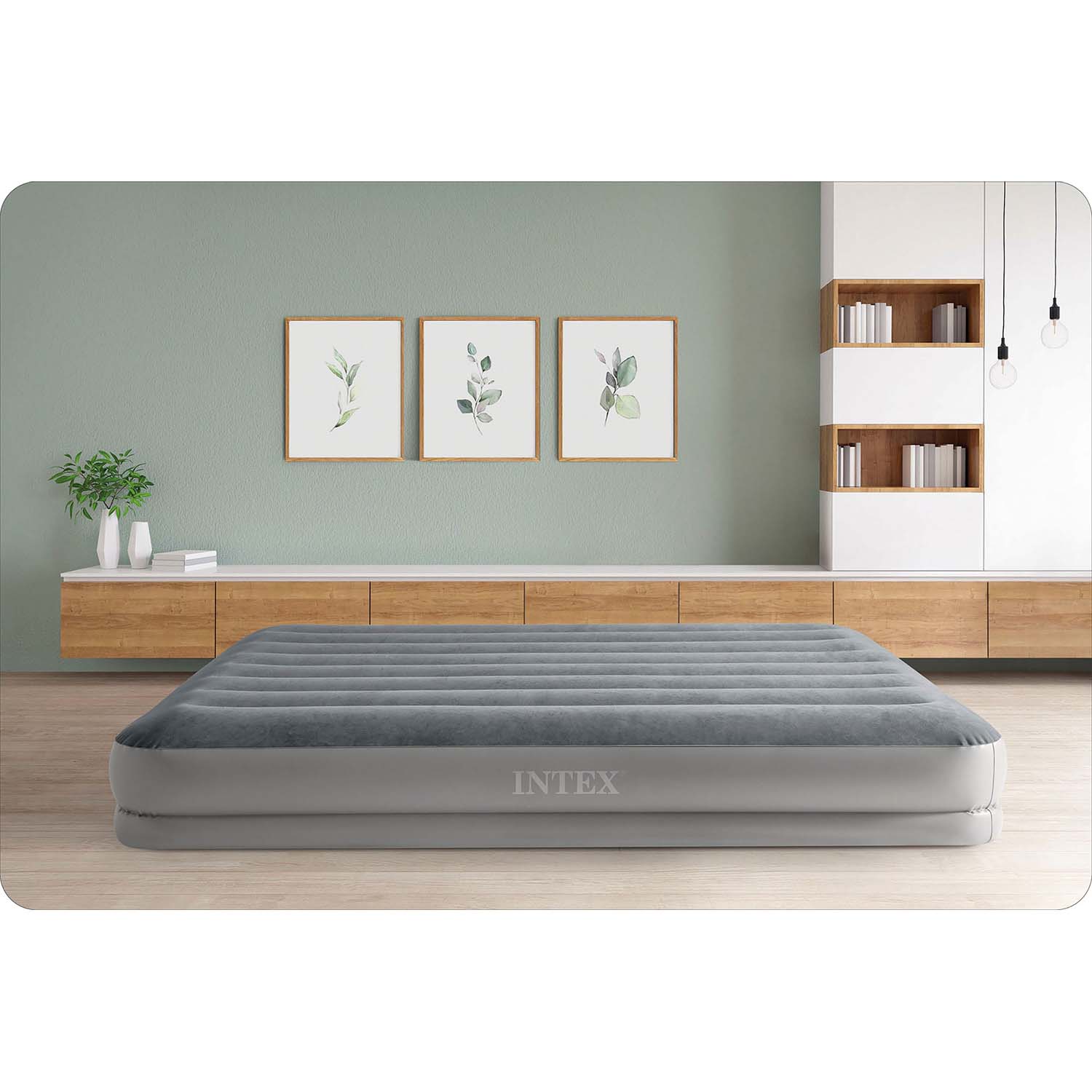 203x152x30 cm pučiamoji čiužinė su įmontuotu INTEX 64114 elektriniu siurbliu