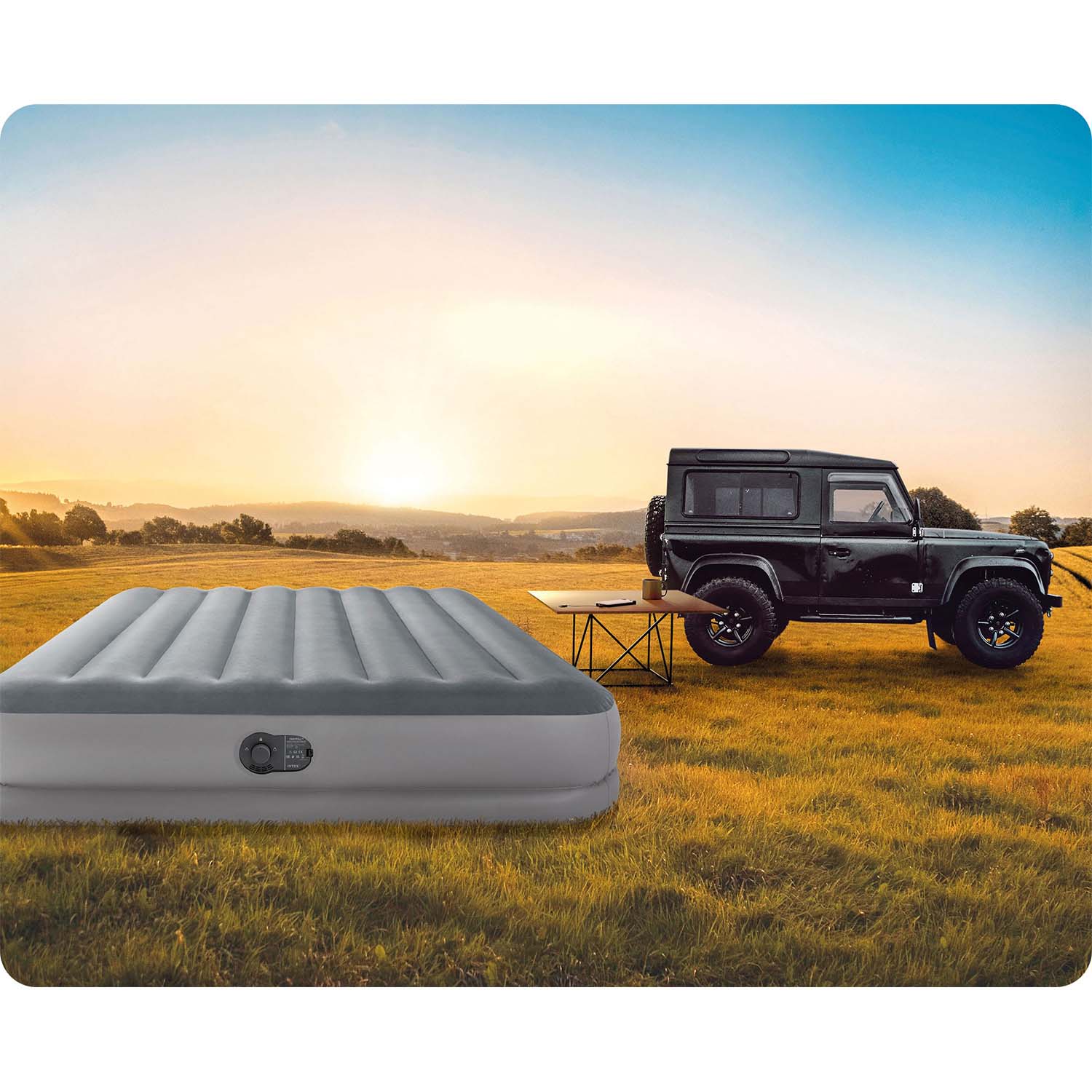 203x152x30 cm pučiamoji čiužinė su įmontuotu INTEX 64114 elektriniu siurbliu