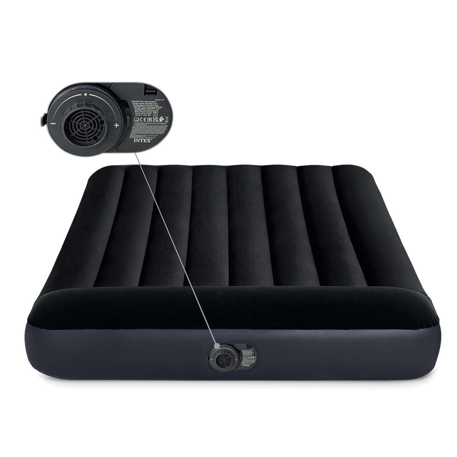 203x152x25 cm pučiamoji čiužinė su įmontuotu INTEX 64150 elektriniu siurbliu