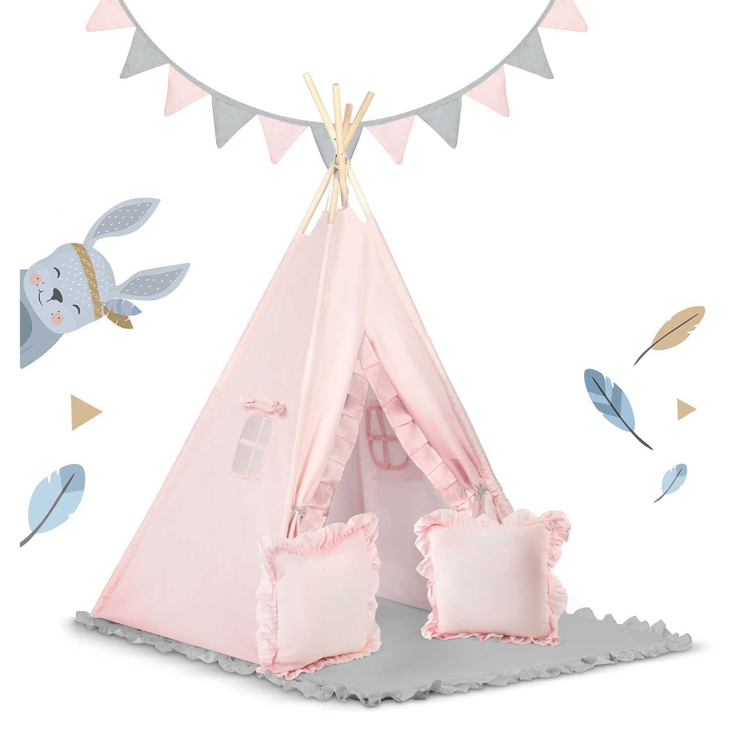 Tipi stovykla vaikams NK-406 Nukido - šviesiai rožinė