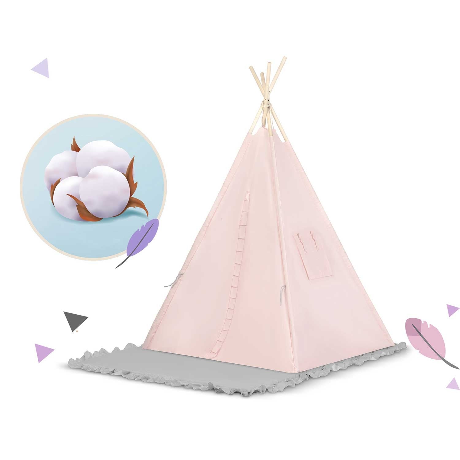 Tipi stovykla vaikams NK-406 Nukido - šviesiai rožinė