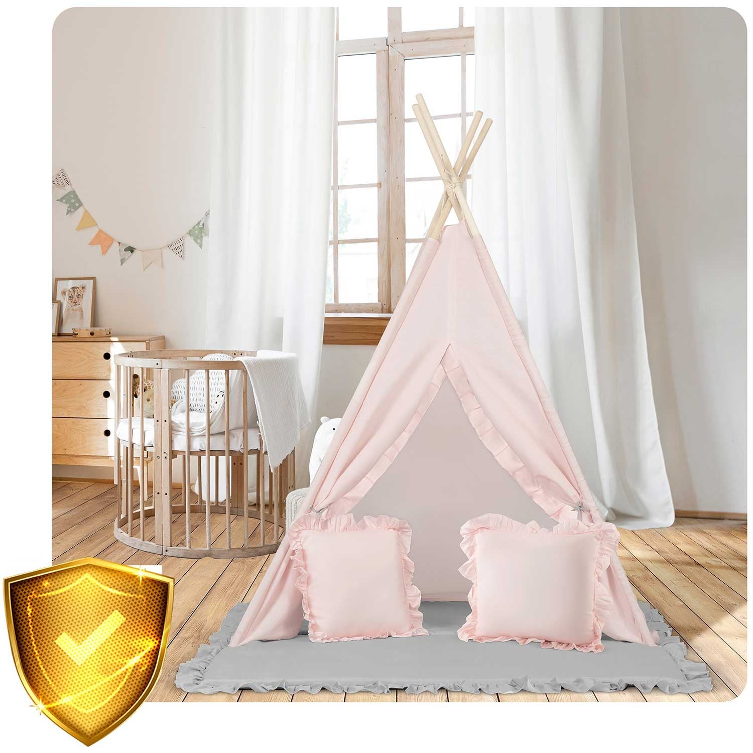 Tipi stovykla vaikams NK-406 Nukido - šviesiai rožinė