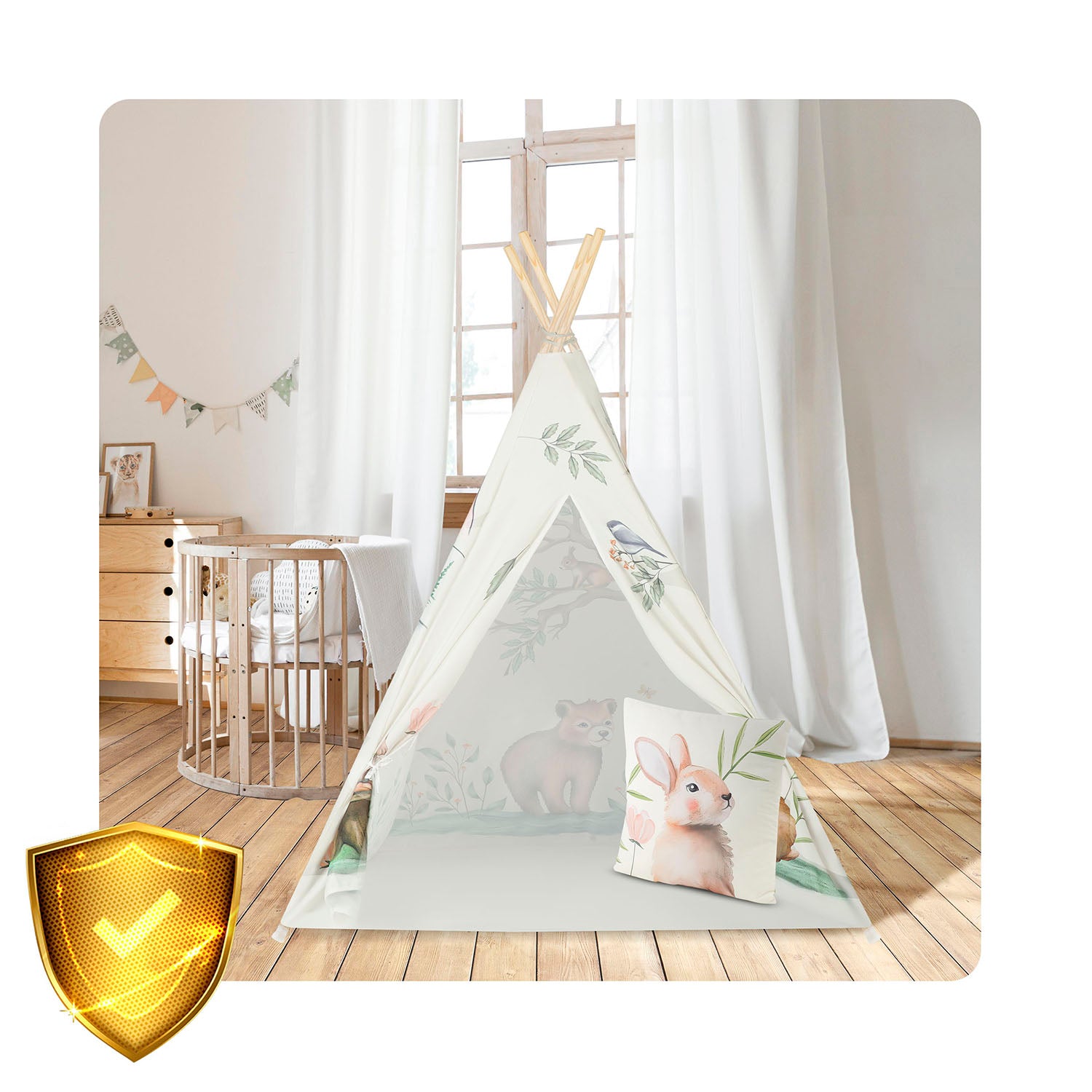 Nukido bežo spalvos tipi vaikų palapinė