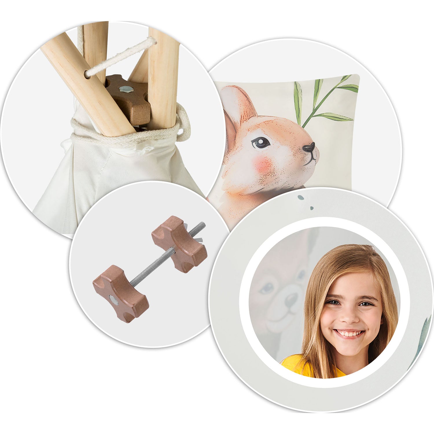 Nukido bežo spalvos tipi vaikų palapinė