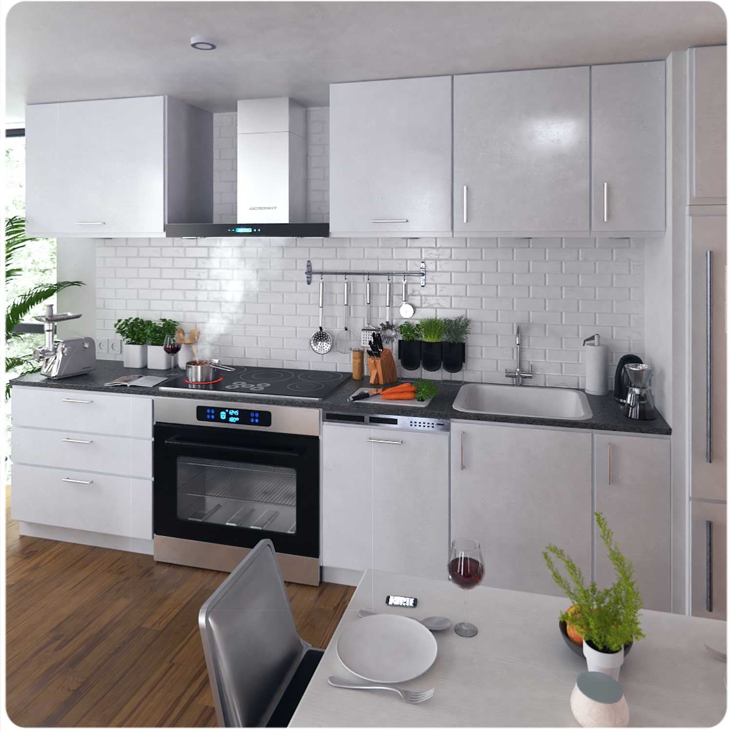 90 cm Inox Berdsen BE-90S virtuvės dangtelis