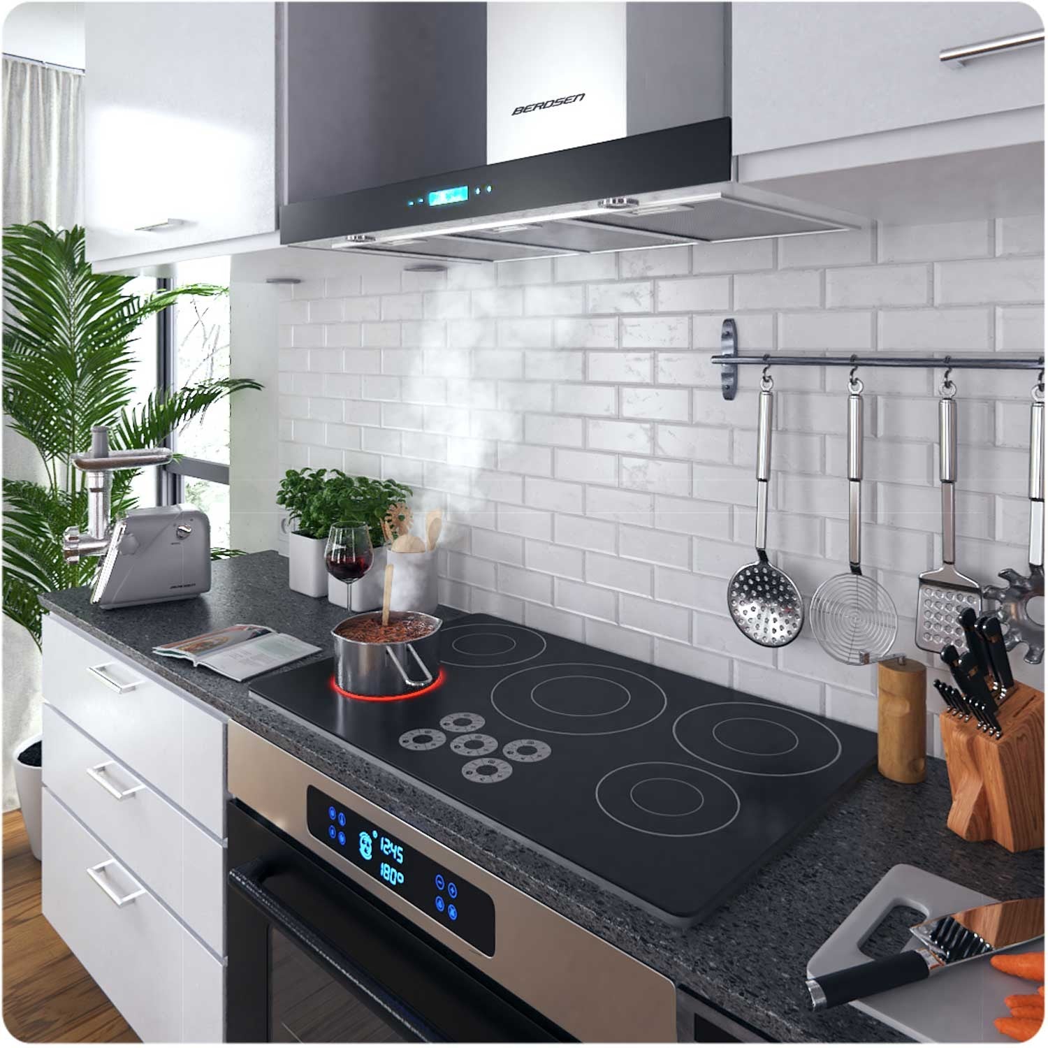 90 cm Inox Berdsen BE-90S virtuvės dangtelis