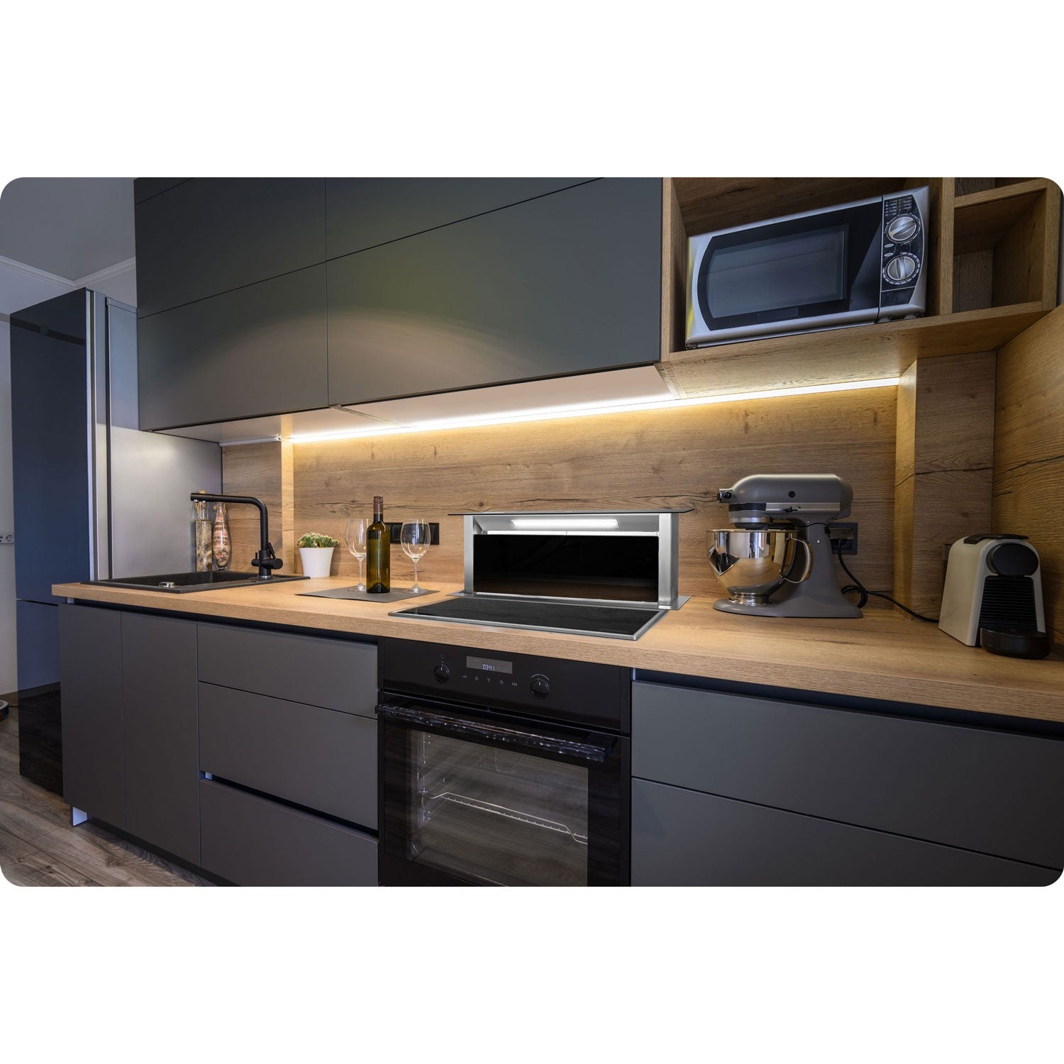 Virtuvės dangtelis 90 cm juodas BT-290