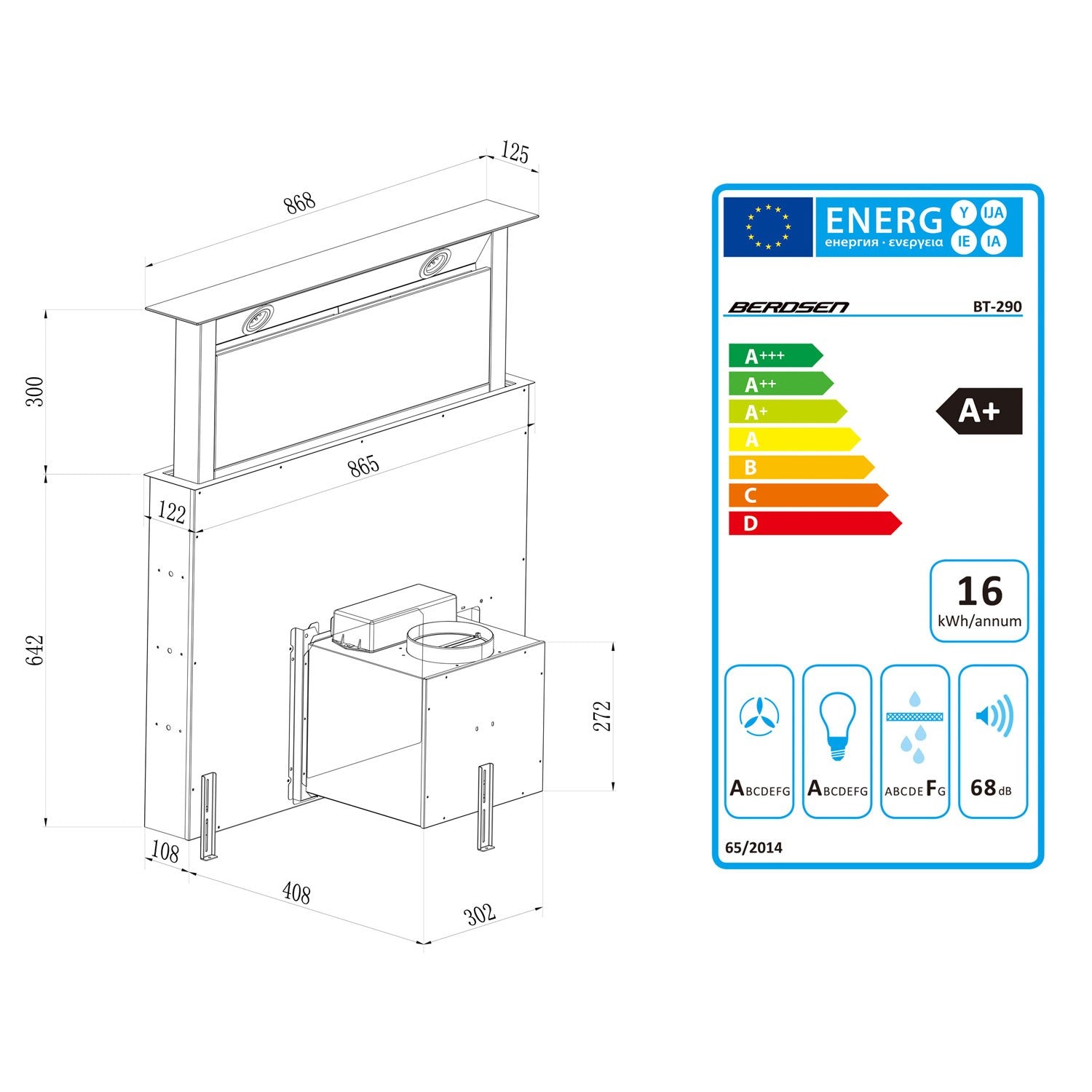 Virtuvės dangtelis 90 cm juodas BT-290
