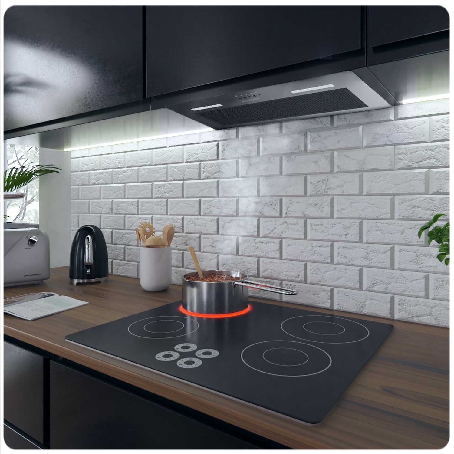 Virtuvės dangtelis 52 cm juodas BT-236