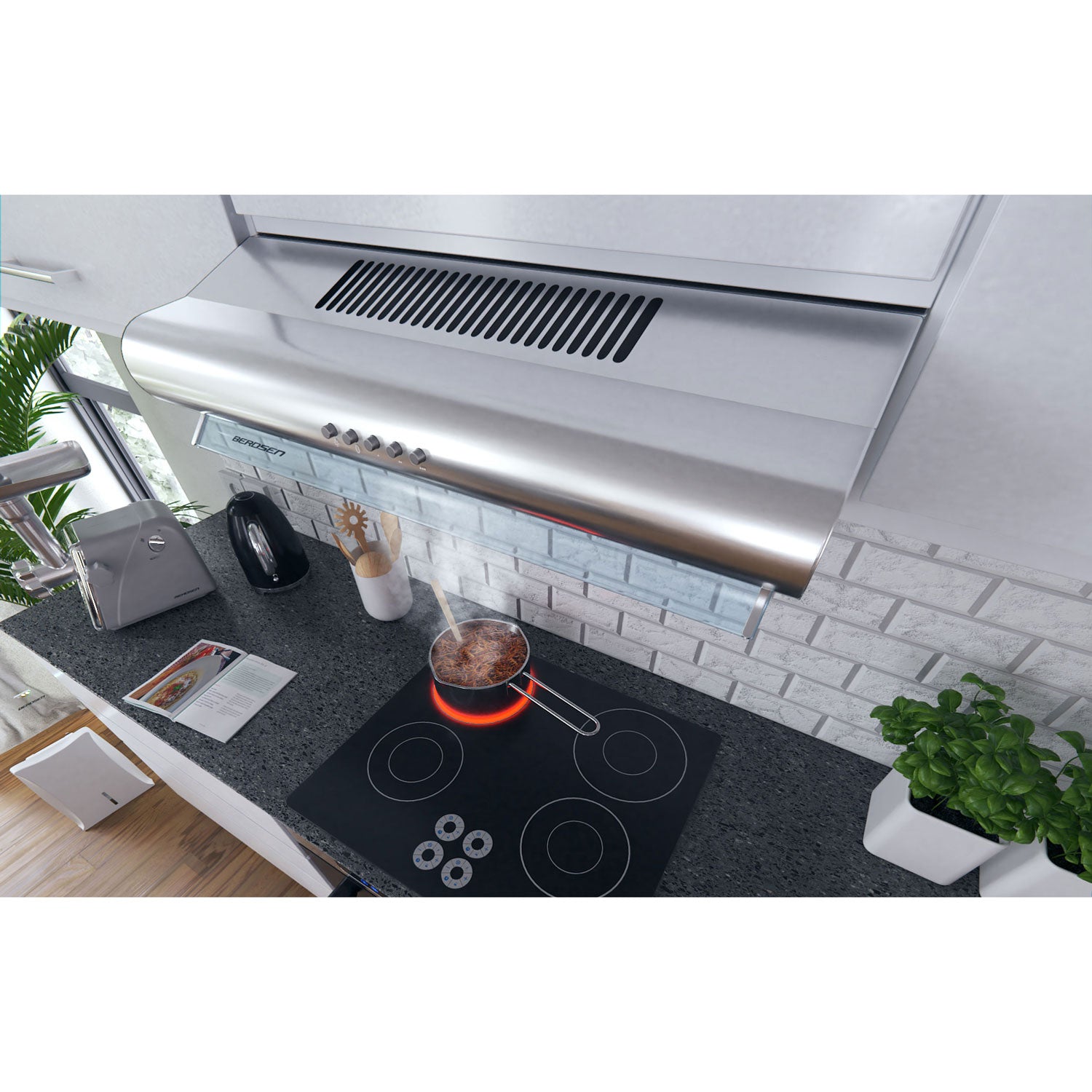 60 cm Berdsen BE-10-A INOX viryklės dangtelis