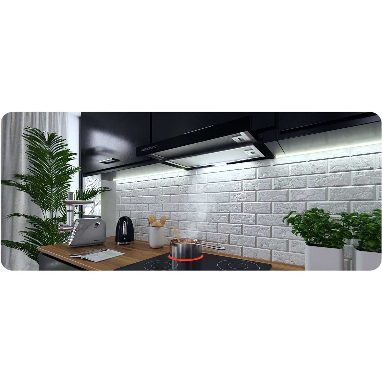 Teleskopinis 50 cm virtuvės langas juodas BT-234