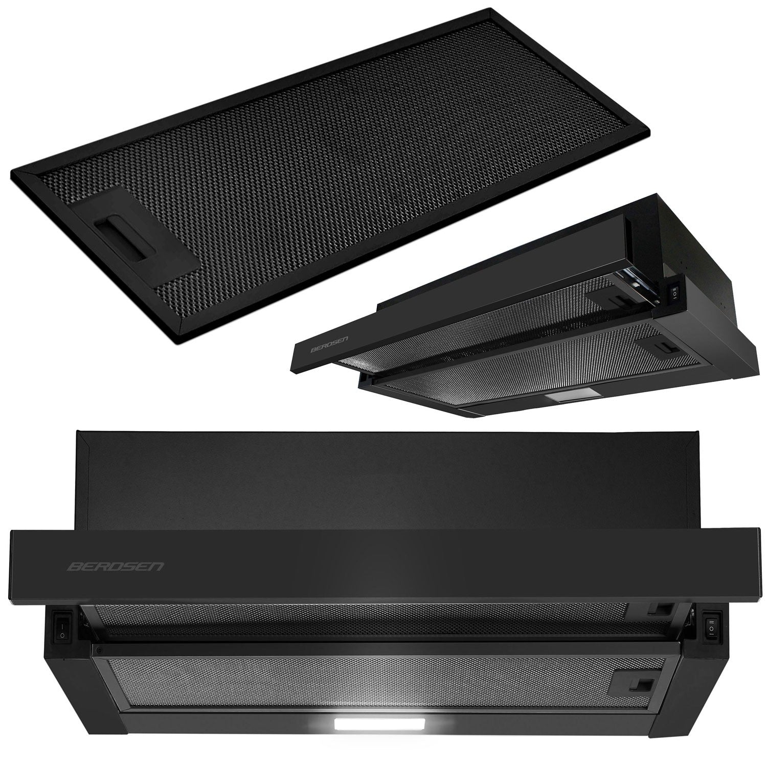 Teleskopinis 50 cm virtuvės langas juodas BT-238