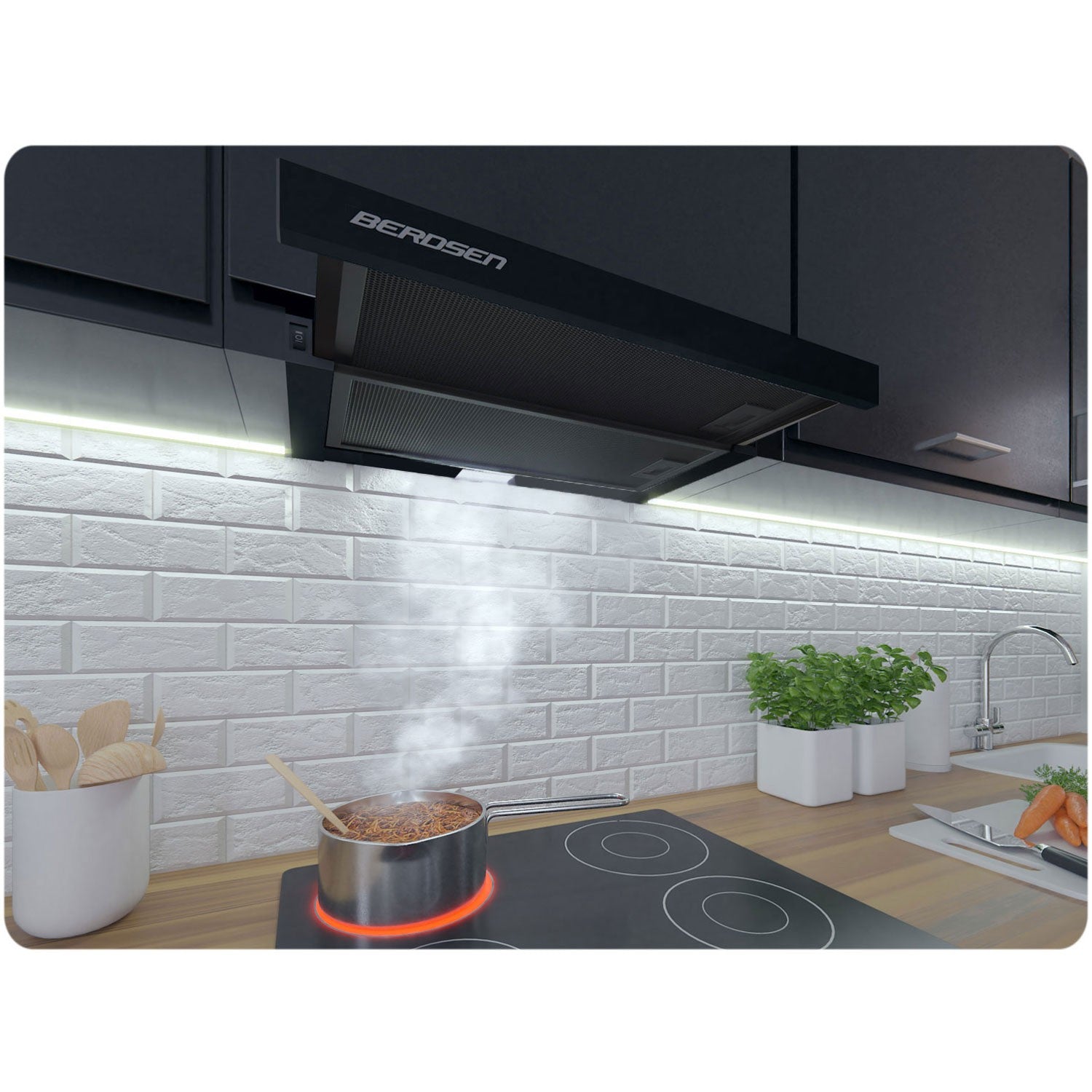 Teleskopinis 50 cm virtuvės langas juodas BT-238