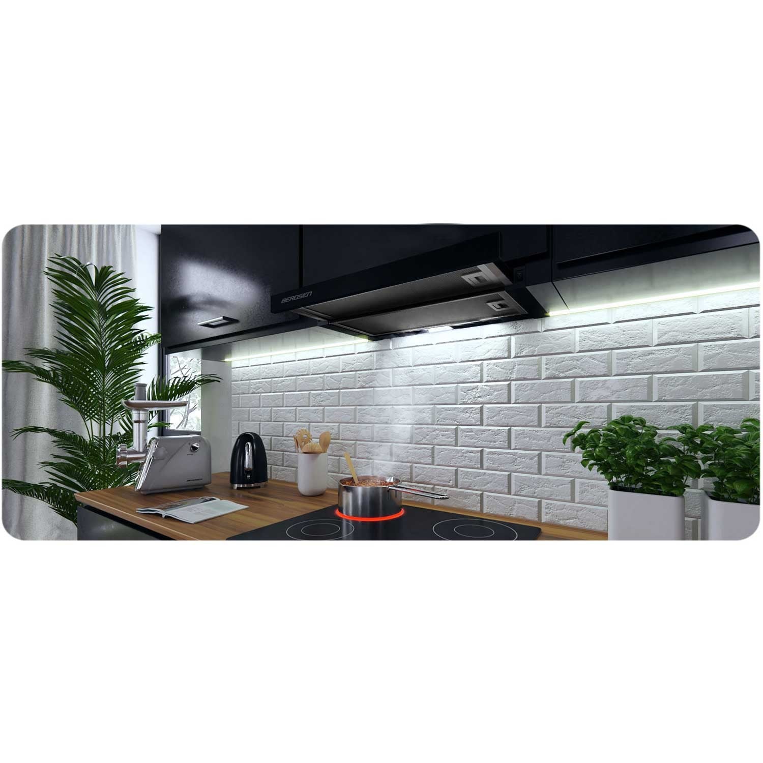 Teleskopinis 50 cm virtuvės langas juodas BT-238