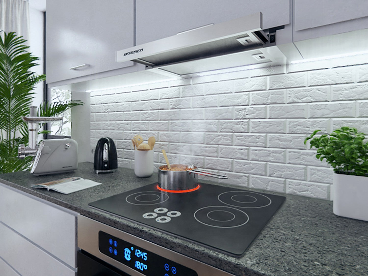 Berdsen BE-60-LW 60 cm INOX teleskopinis viryklės dangtelis