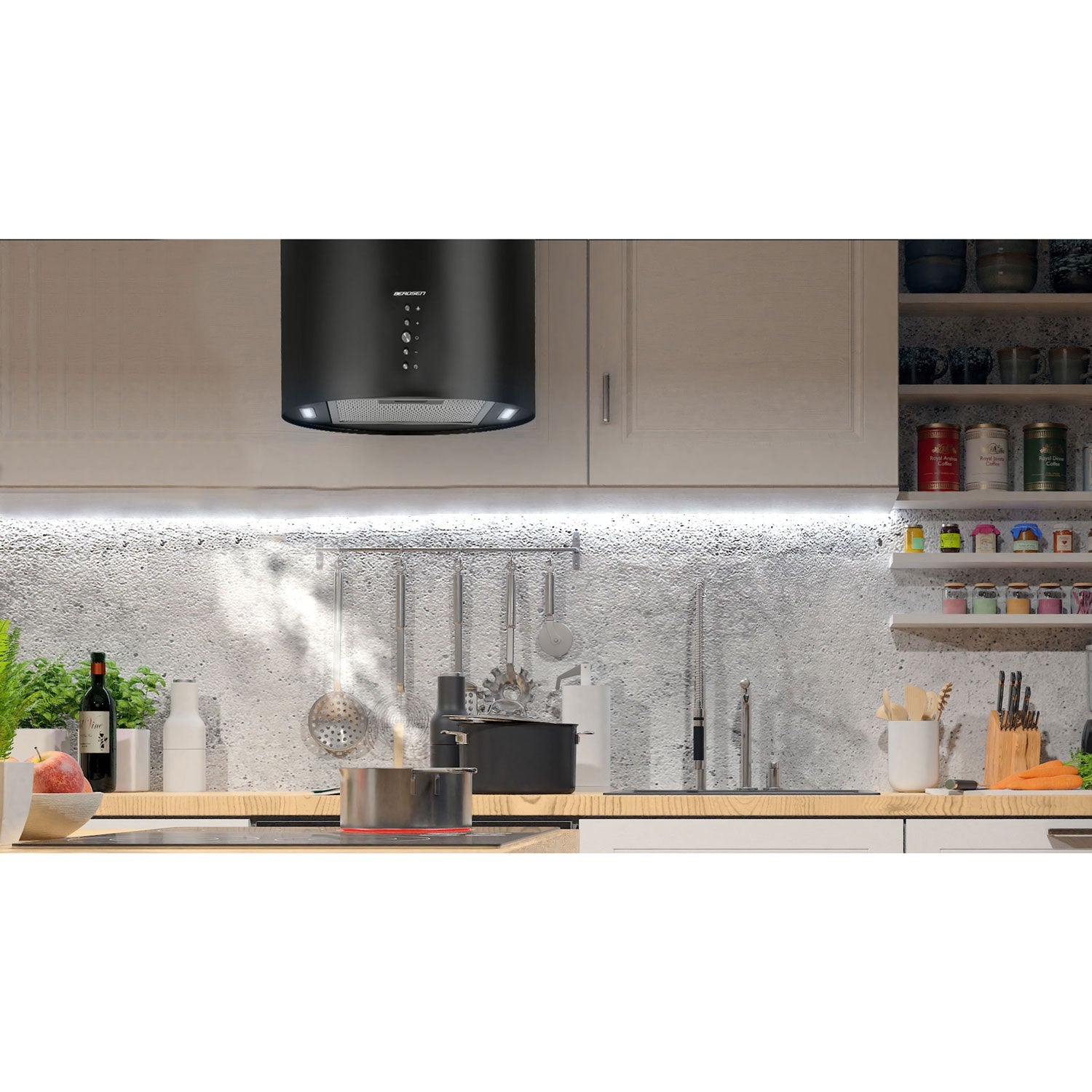 35 cm ilgio virtuvės salos dangtelis Berdsenas juodas BT-221