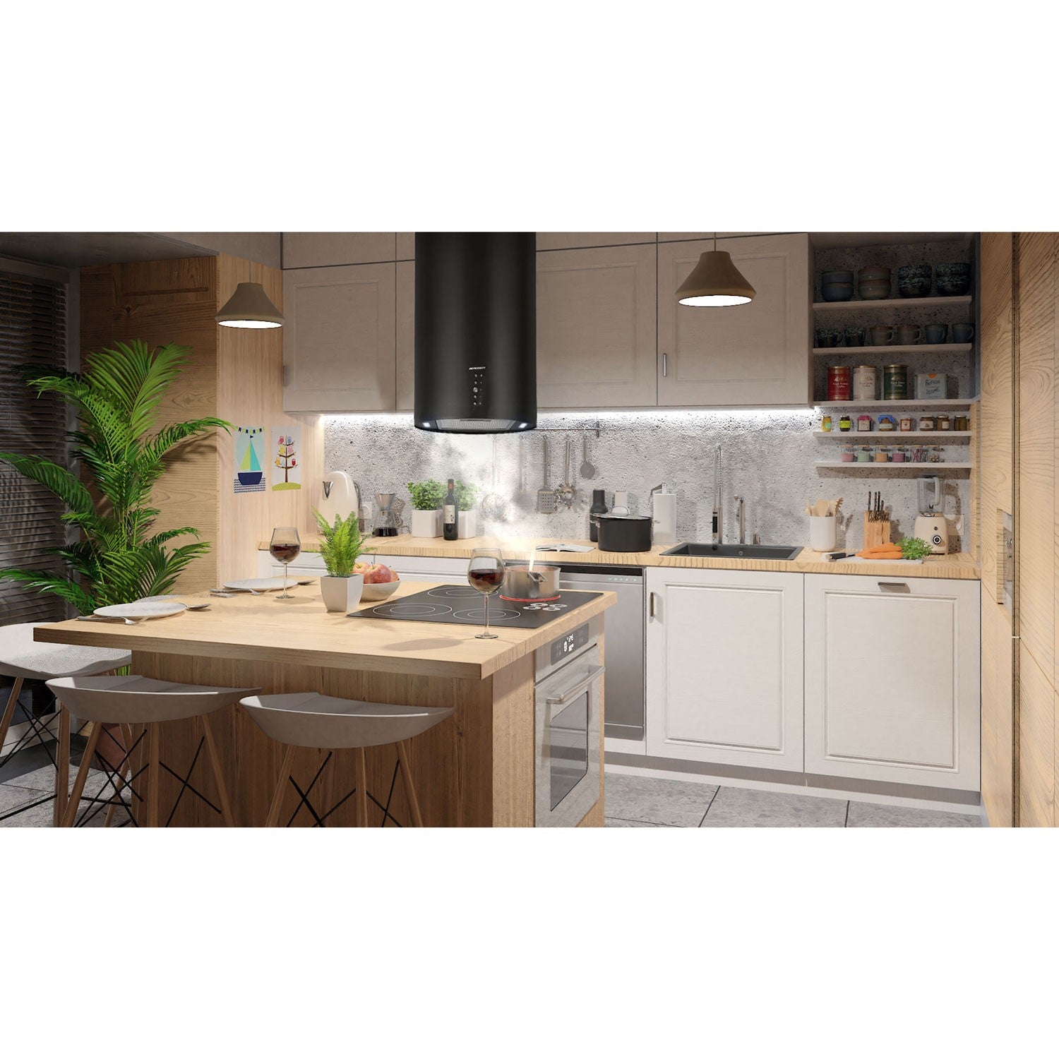 35 cm ilgio virtuvės salos dangtelis Berdsenas juodas BT-221