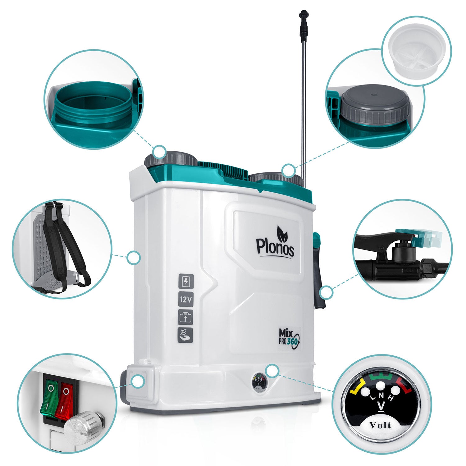 Akumuliatorių purškiklis su Plonos PL-603 maišytuvu