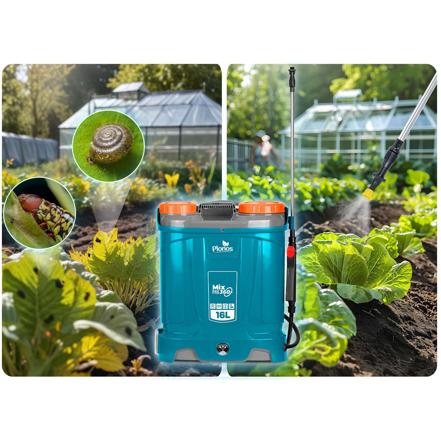 Akumuliatorių purškiklis su Plonos PL-604 maišytuvu