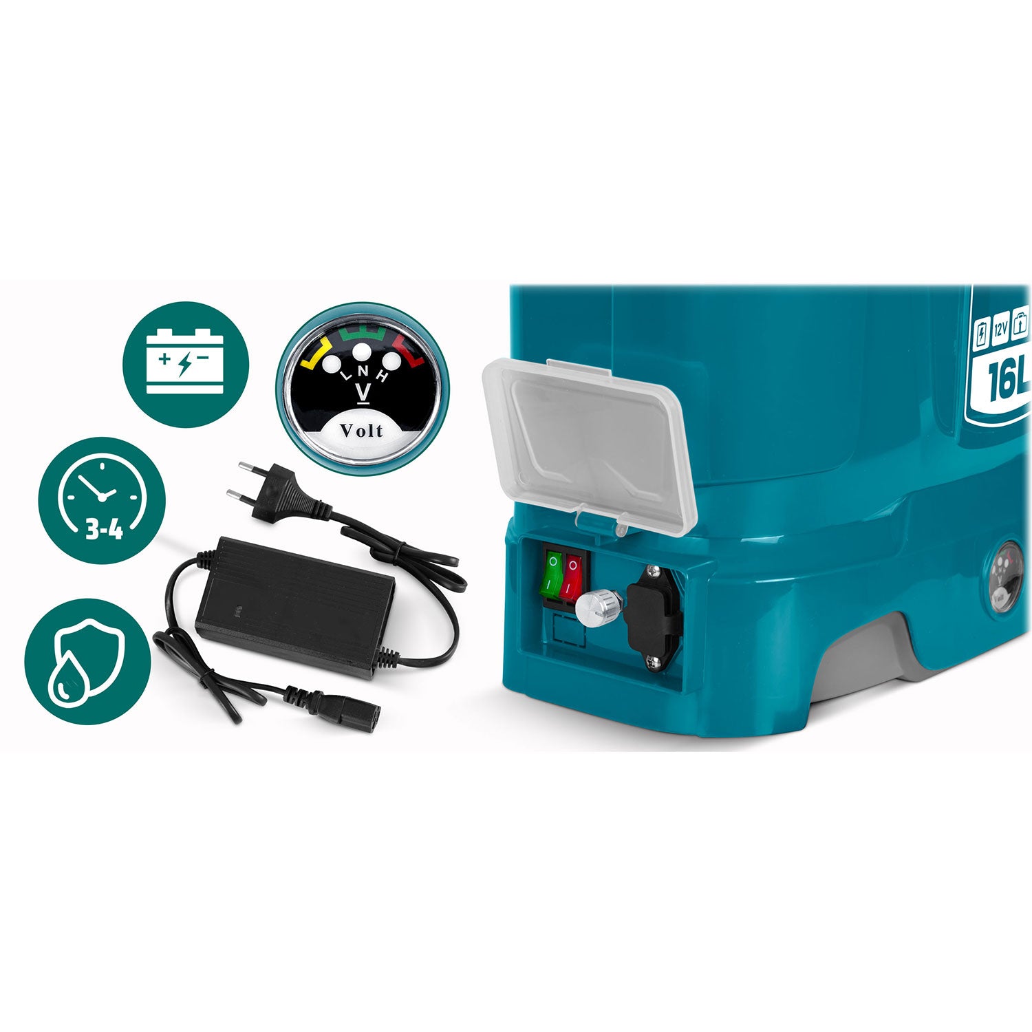 Akumuliatorių purškiklis su Plonos PL-604 maišytuvu